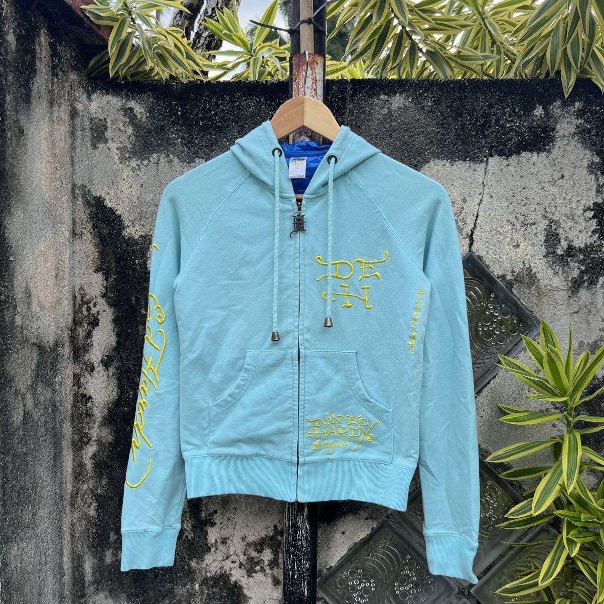 Ed Hardy “ED HARDY” NEON BLUE ZIP UP HOODIE Size XS / US 0-2 / IT 36-38 - 2 Thumbnail