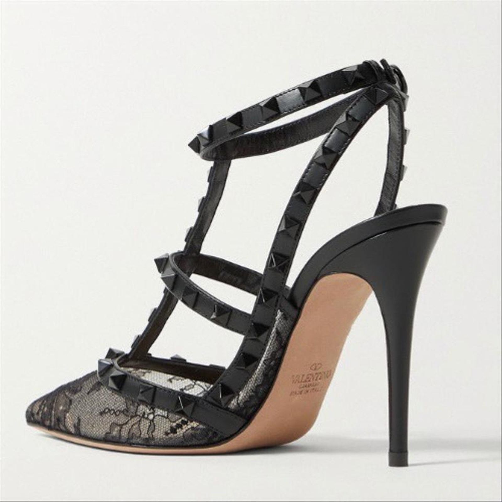 Valentino Valentino Garavani Rockstud 100 lace and leather heels Size US 11 / IT 41 - 3 Thumbnail