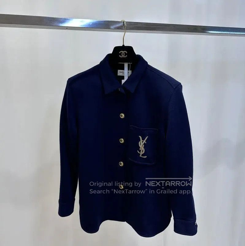 Yves Saint Laurent YSL Navy Blue Women's Jacket Size M . Size M / US 6-8 / IT 42-44 - 1 Thumbnail