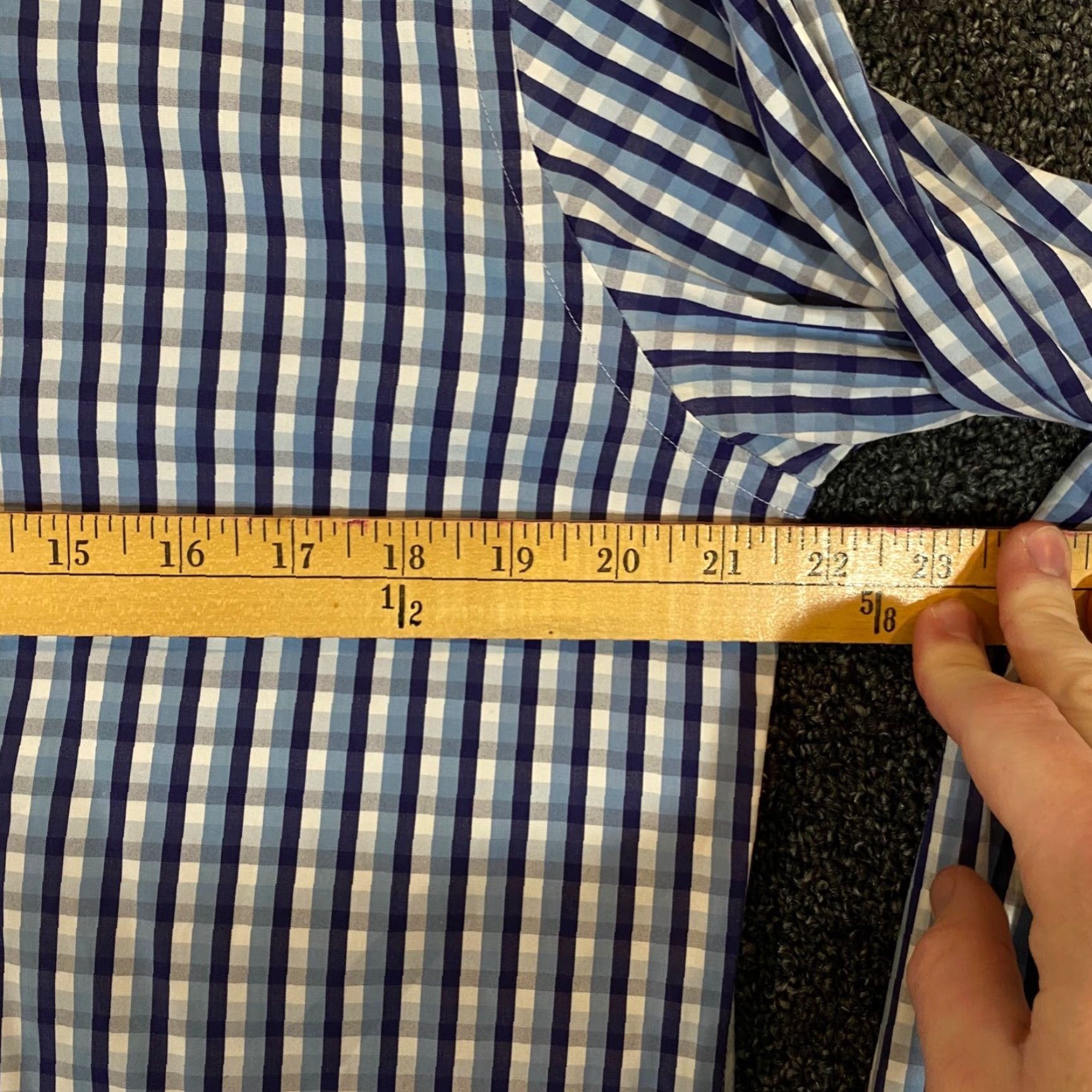 Emmett Emmett London Shirt Mens 15.5 39 cm Blue White Plaid Button Up Outdoors L/S Size US M / EU 48-50 / 2 - 6 Thumbnail