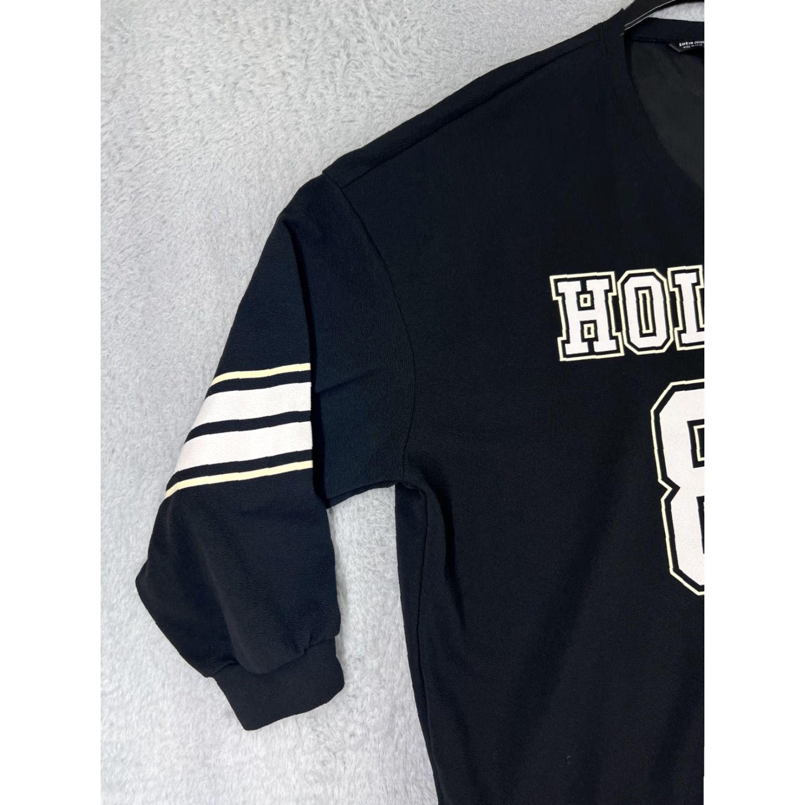 Shein VINTAGE SheIn Black 4XL Floral Collared Short Sleeve Sweatshirt Women Shirt Weathered Sports Jersey Style #87 Holiday Polyester Size XXL / US 16-18 / IT 52-54 - 6 Thumbnail