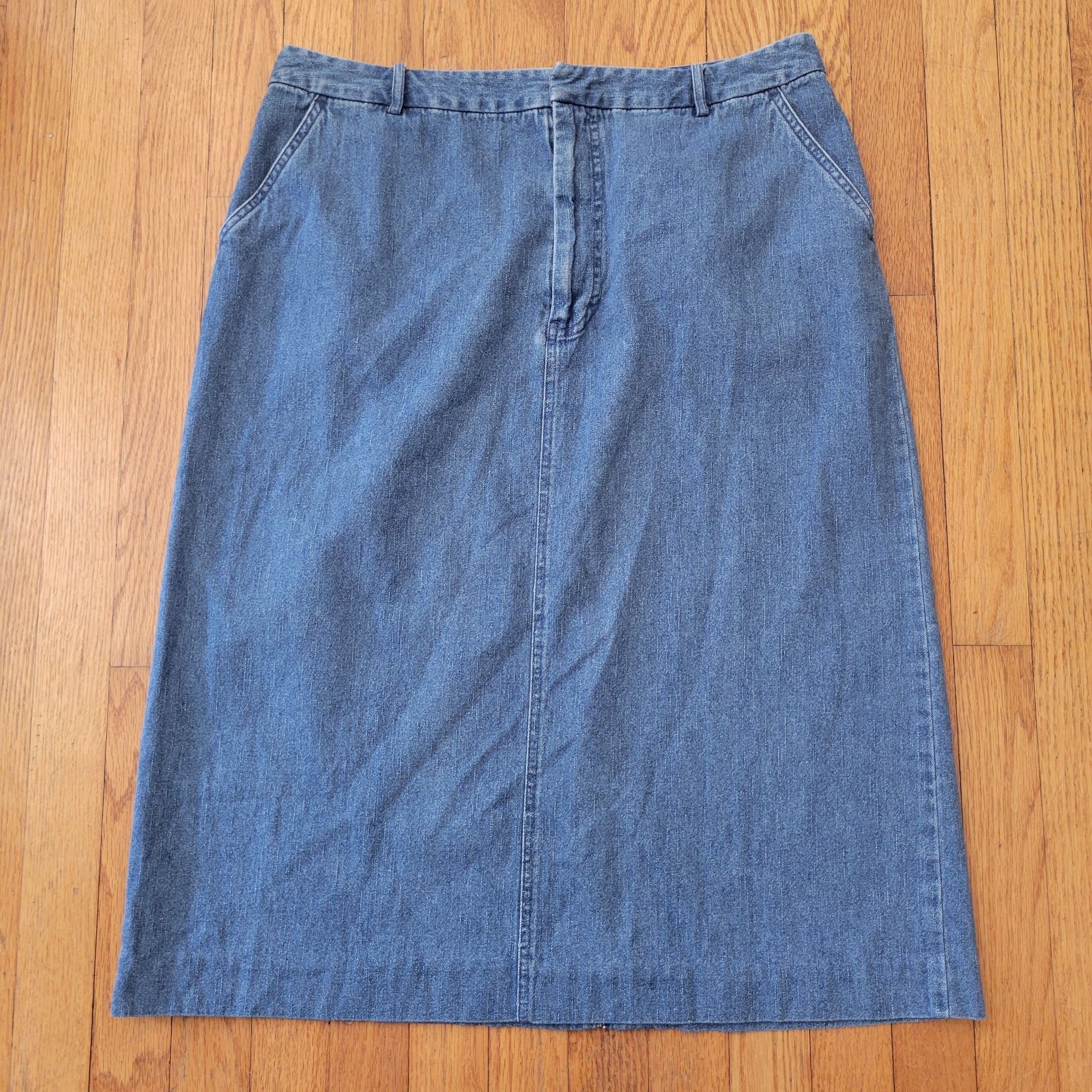 Vintage Kim Rogers Sport Denim Maxi Skirt 16 Cotton Blue Jean Modest Size 38" / US 16 / IT 52 - 1 Thumbnail