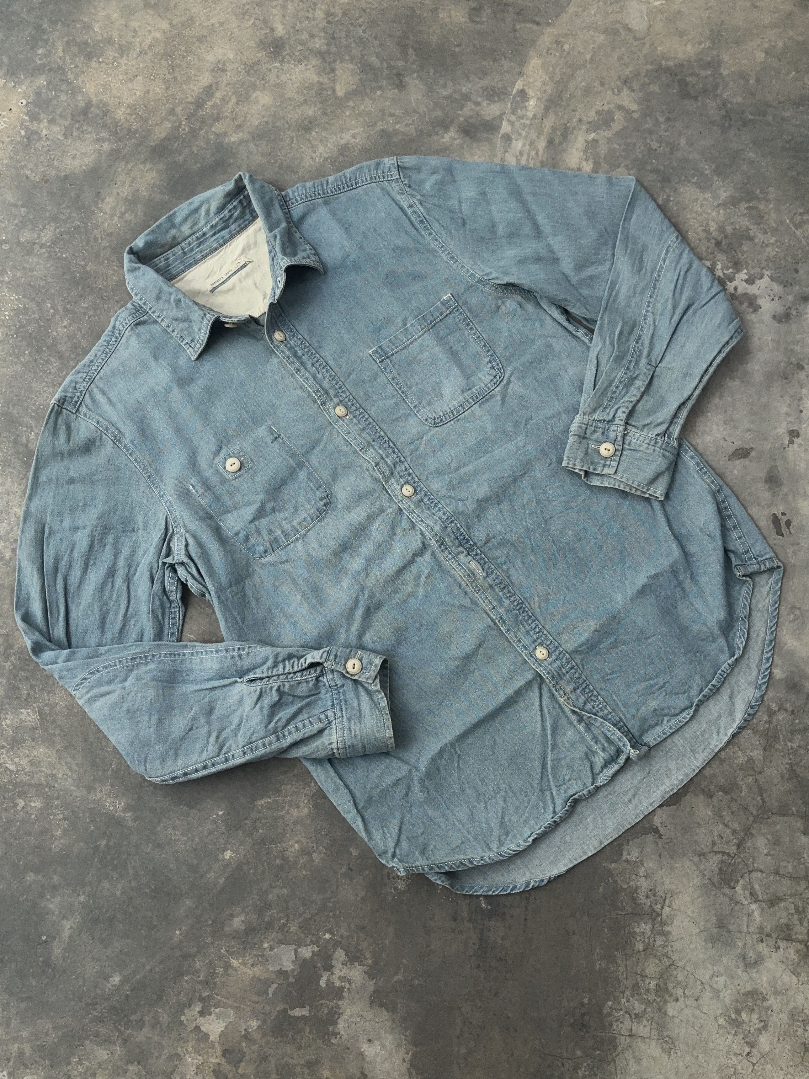 Other Northern Truck American Denim Vintage Blue Button Up Shirt Size US M / EU 48-50 / 2 - 2 Thumbnail