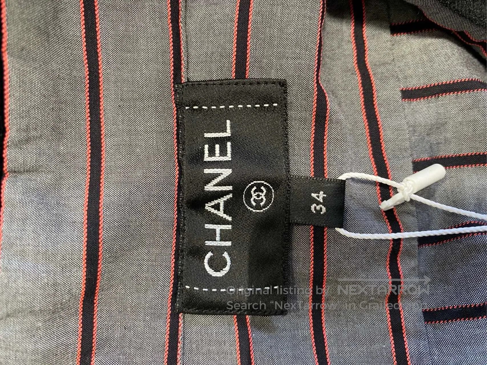 Chanel Chanel 22B Velvet Collar Striped Shirt. Size US XS / EU 42 / 0 - 4 Thumbnail