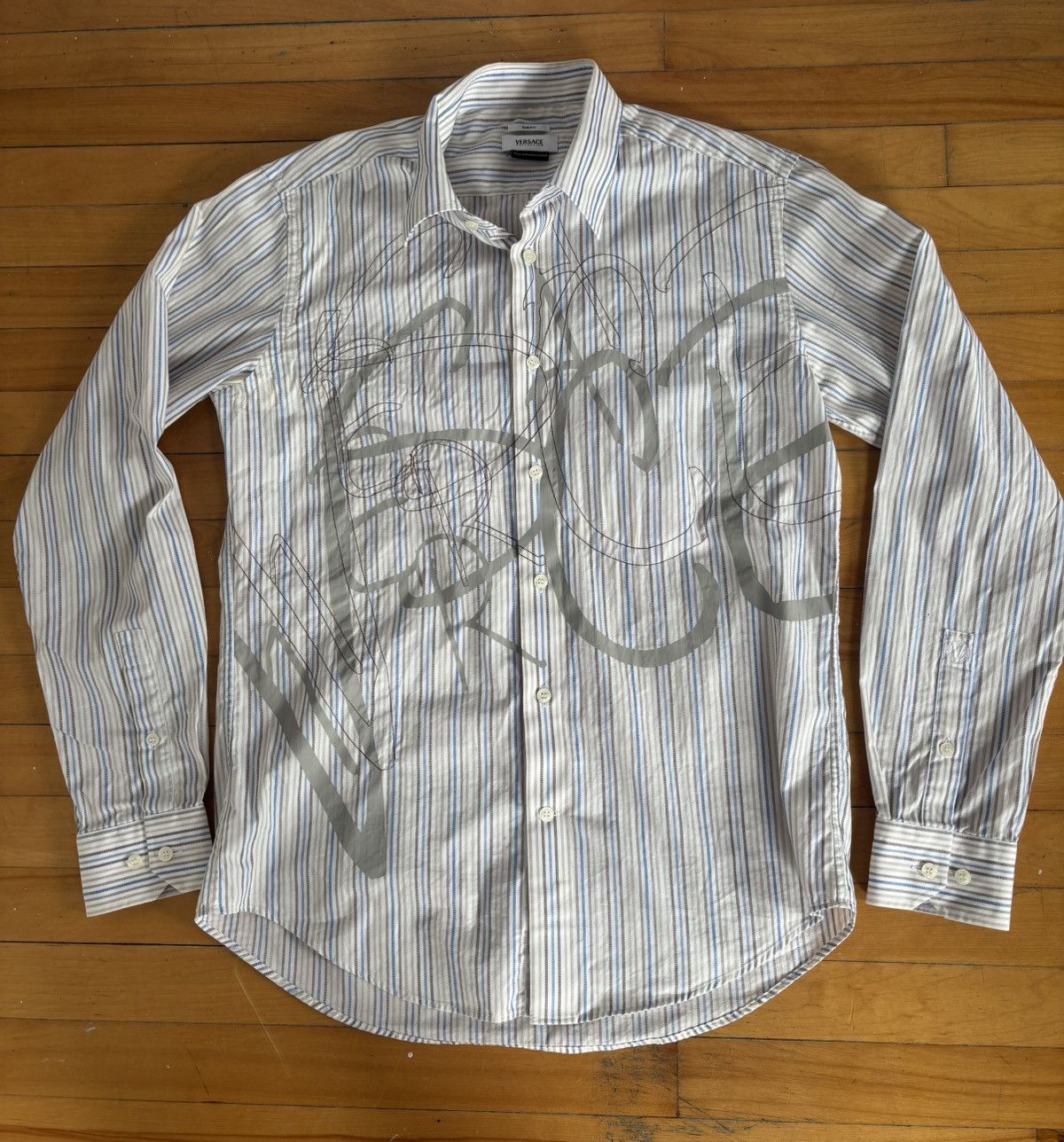 Versace Versace Striped Button Down Shirt Men 16.5 42 Size US L / EU 52-54 / 3 - 1 Thumbnail