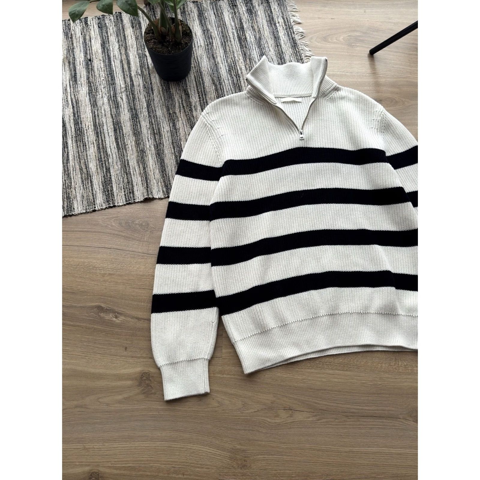 Zara VINTAGE Zara Knitted Stripped 1/3 Zip Sweater Men L White Logo Knit Sweatshirt Vintage Mens Regular 80s 90s Classic Streetwear USA Italy Zip Pullover Size US L / EU 52-54 / 3 - 3 Thumbnail