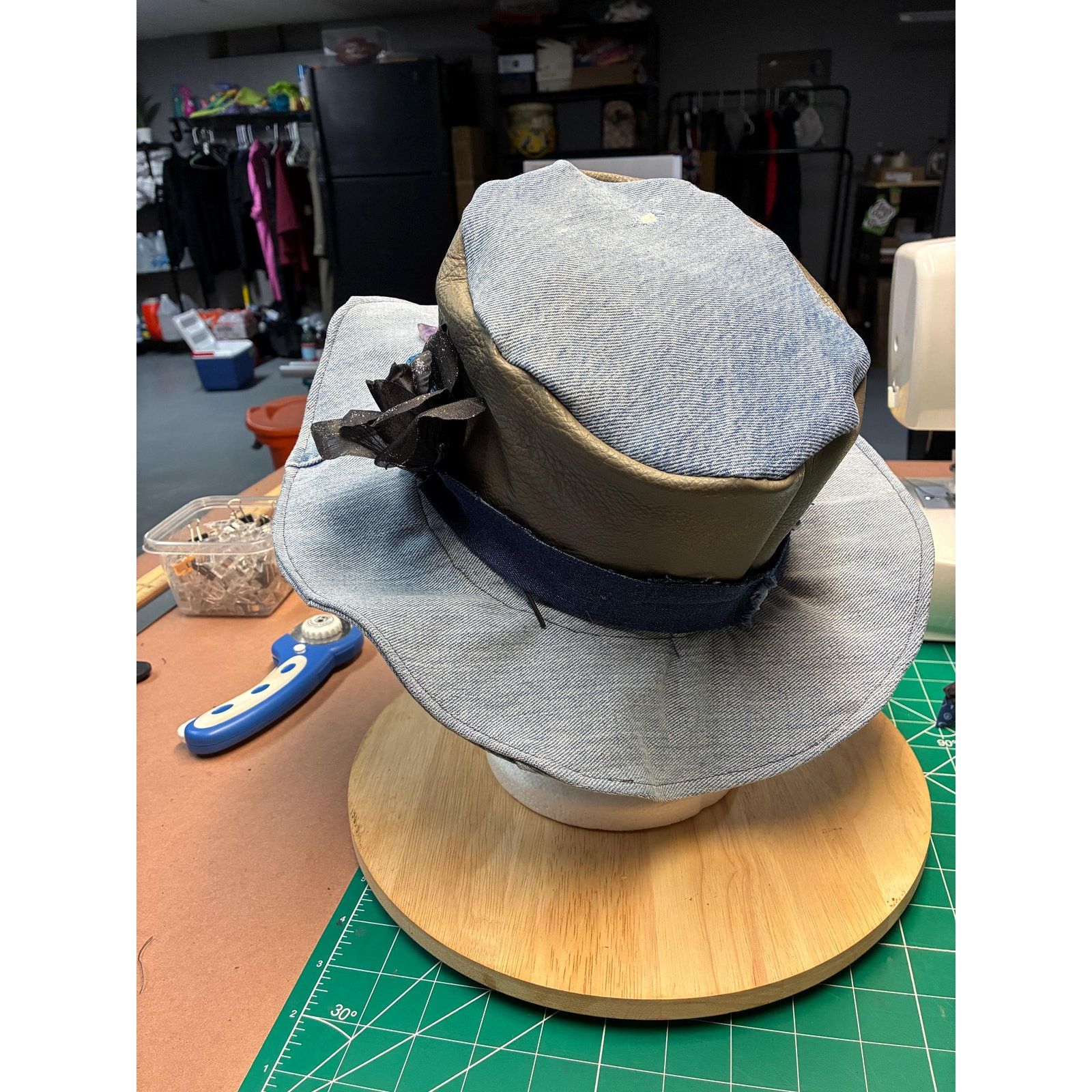 Other The Witch Queen — Upcycled Denim & Leather Hat, Raw Crystal Size ONE SIZE - 6 Thumbnail