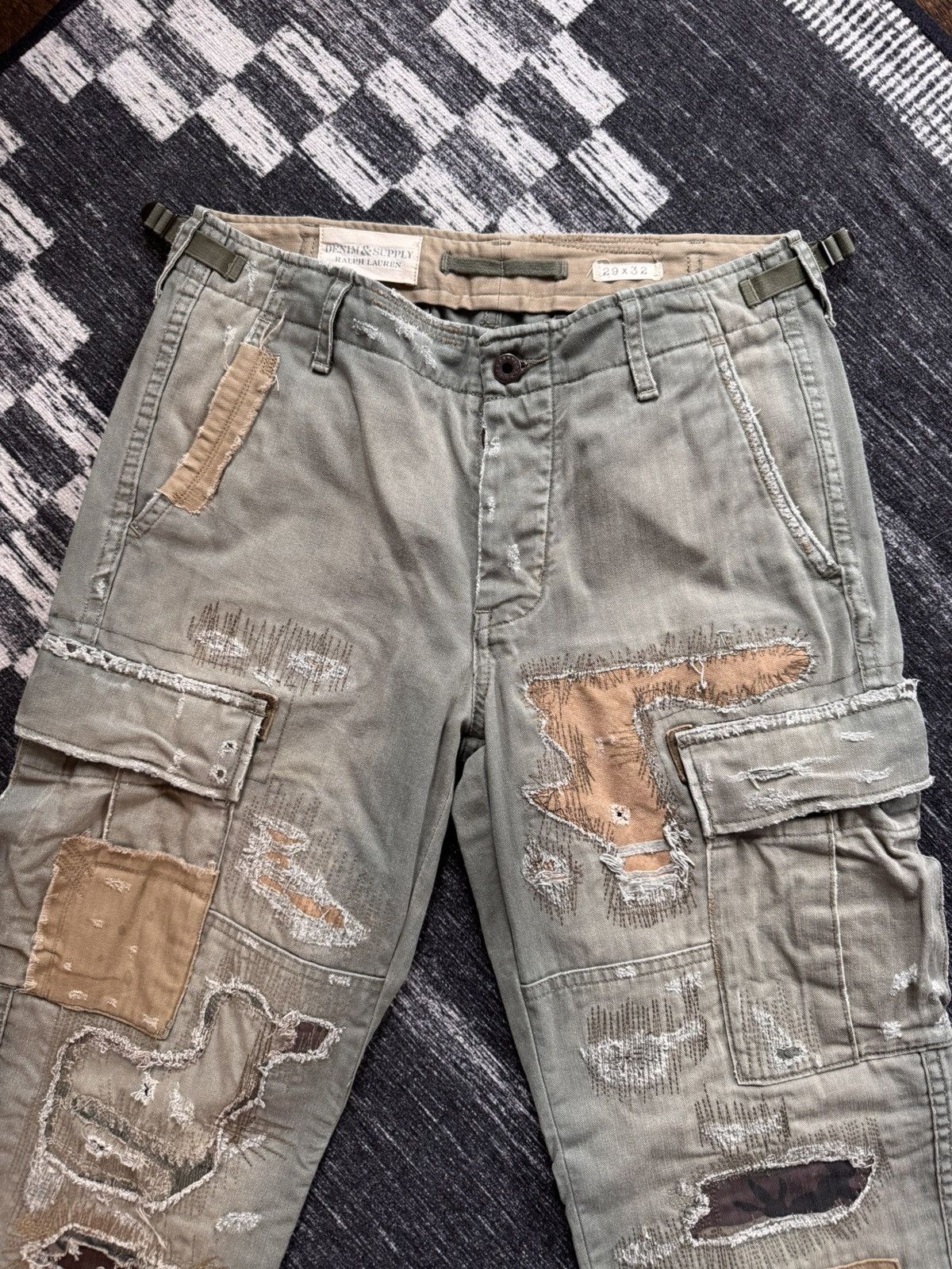 Denim & Supply Ralph Lauren Denim & Supply Ralph Lauren Distressed Patch Cargo Pants Size US 29 - 2 Thumbnail