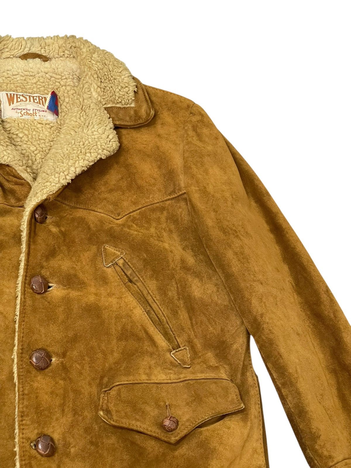 Schott Suede Leather Vtg Schott Western Shearling Sherpa Jacket 1🟦 Size US M / EU 48-50 / 2 - 5 Thumbnail