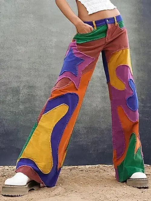Japanese Brand Women Pants Patchworked Flare High Waist Wide Leg Size 30" / US 8 / IT 44 - 3 Thumbnail