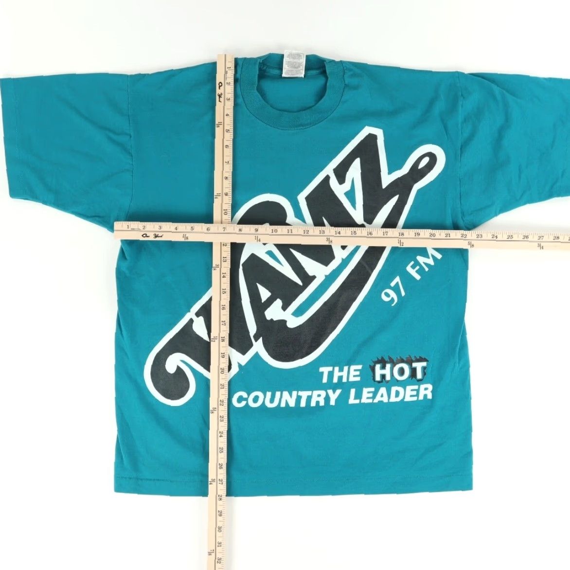 Fruit Of The Loom VTG Fruit of the Loom WAMZ Country Radio 97 FM Solid T-Shirt Teal Men's XL Shirt Size US XL / EU 56 / 4 - 3 Thumbnail