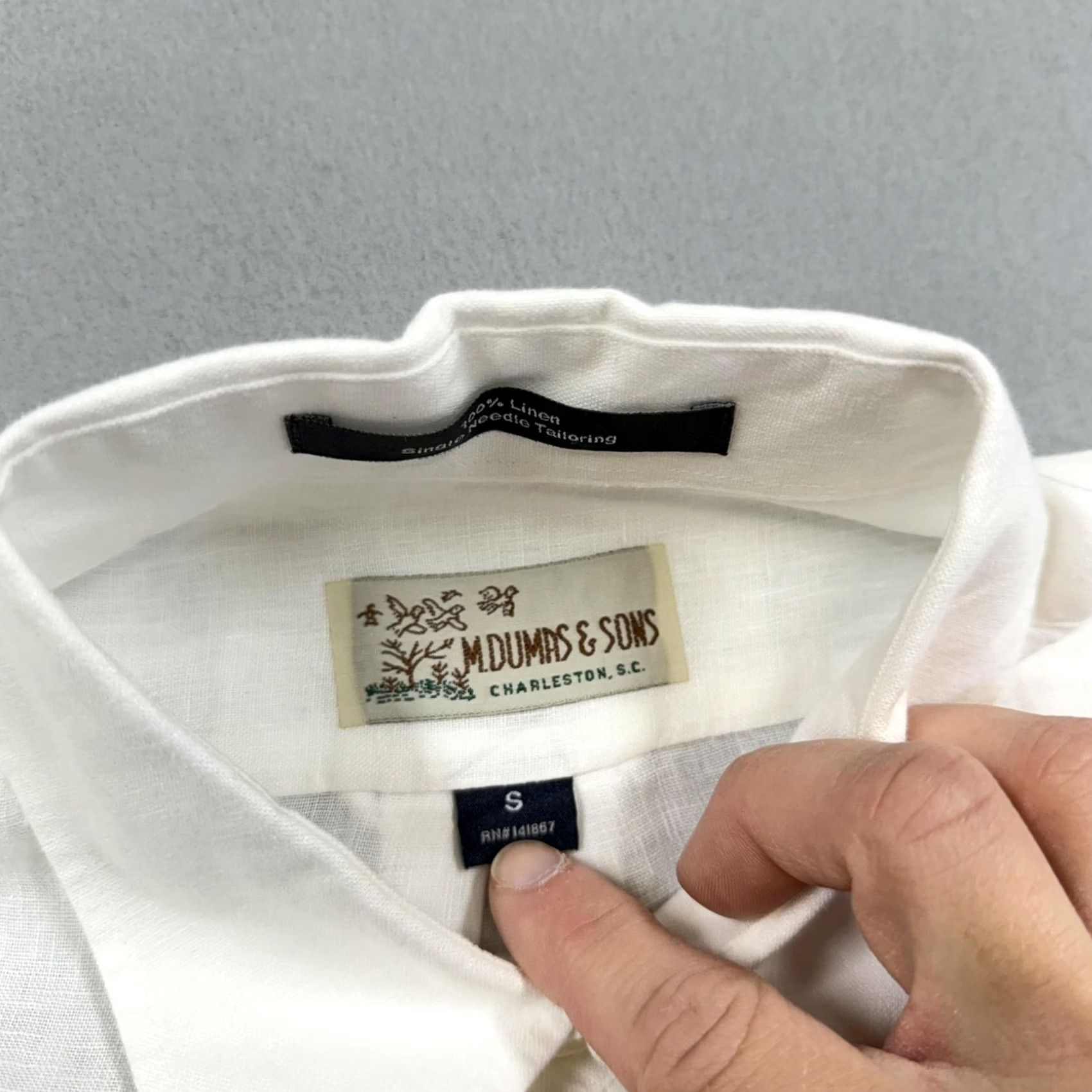 Vintage M. Dumas & Sons Shirt Mens Small White Linen Short Sleeve Button Down Casual Size US S / EU 44-46 / 1 - 4 Thumbnail