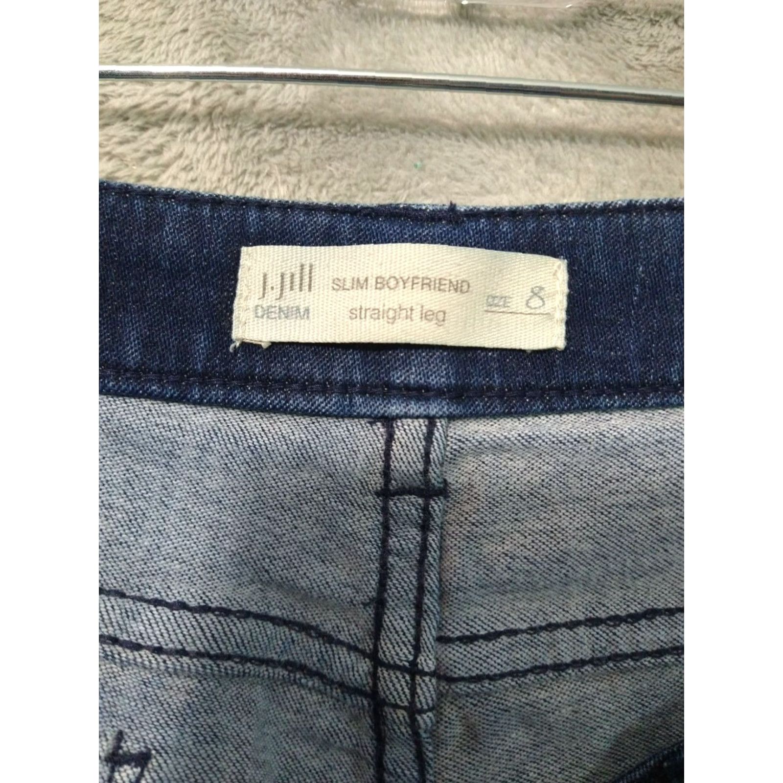 Denime J Jill Jeans Womens 8 Blue Denim Slim Boyfriend Straight Leg Mid Rise Dark Wash Jeans Women's Clothing Slim Fit Blue 90s? Size 30" / US 8 / IT 44 - 7 Thumbnail
