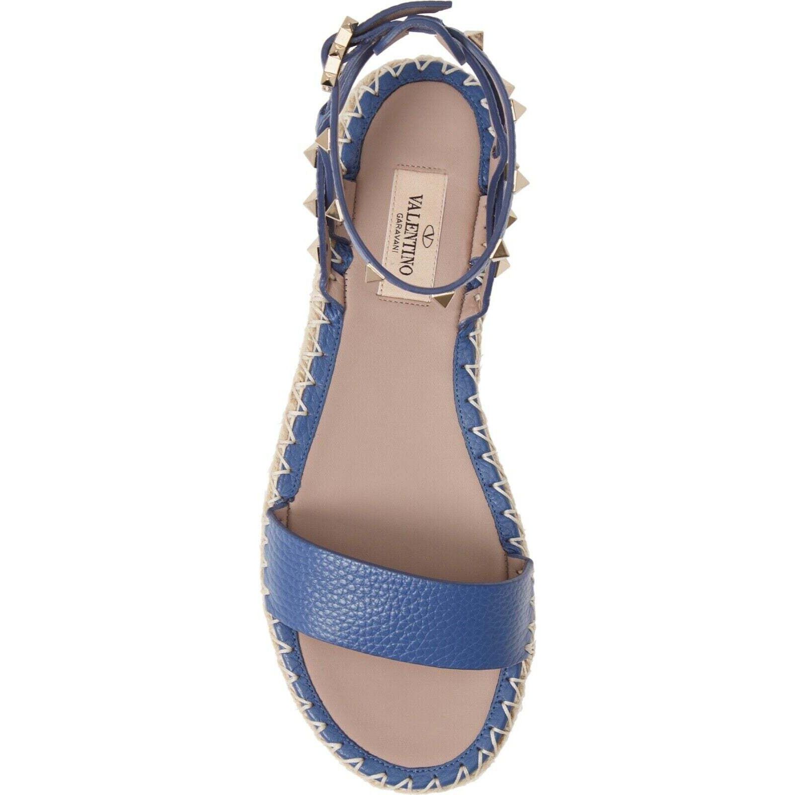 Valentino Valentino Rockstud T 20 Blue Leather Stud Ankle Strap Size US 11 / IT 41 - 5 Thumbnail