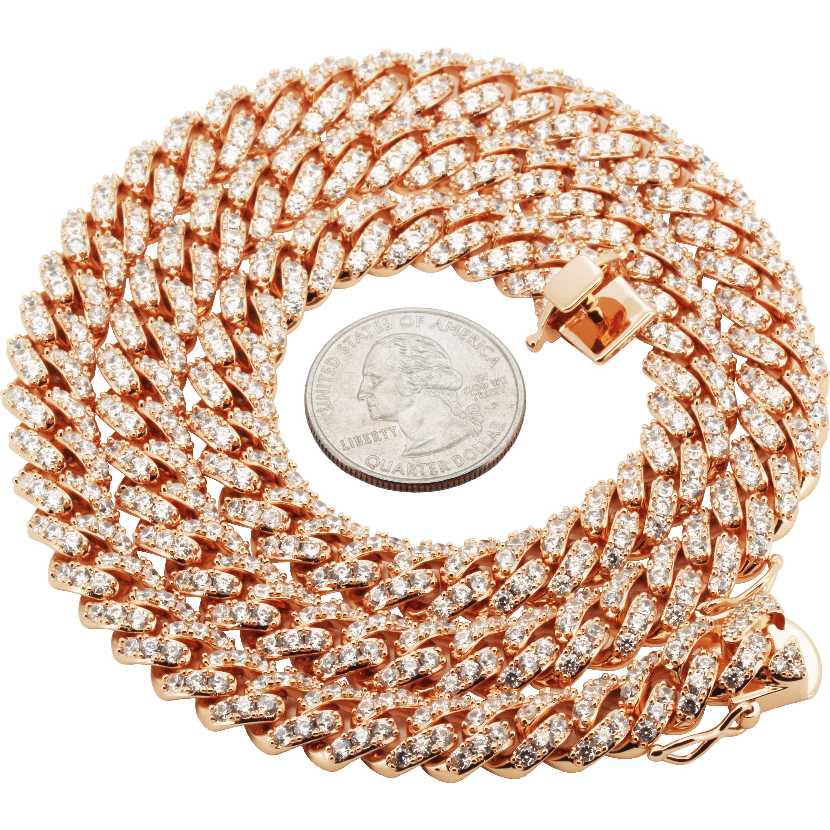 Other 14k Rose Gold Plated AAA CZ 10mm Cuban Chain Necklace 24” Size ONE SIZE - 2 Thumbnail
