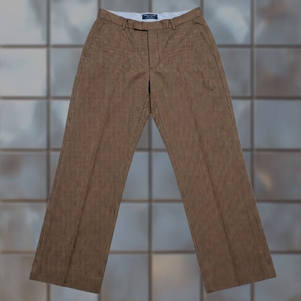 Gap GAP Mens Brown Pinstripe Pants Flat Front Chino Stretch 35x30 Size US 35 - 1 Thumbnail