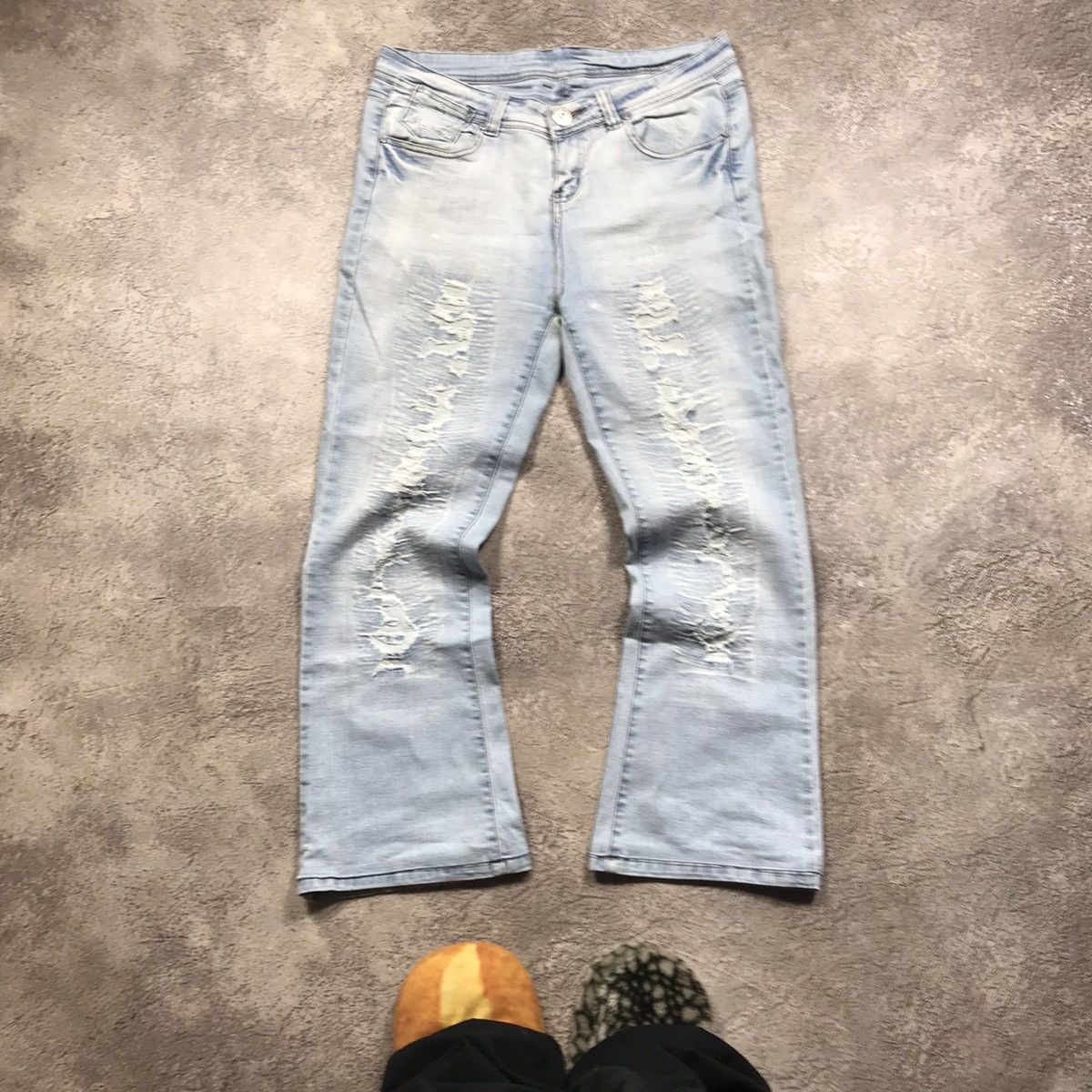 Vintage Vintage 90s Distressed Low Rise Flared Jeans Skate Baggy 31 Size 31" - 3 Thumbnail