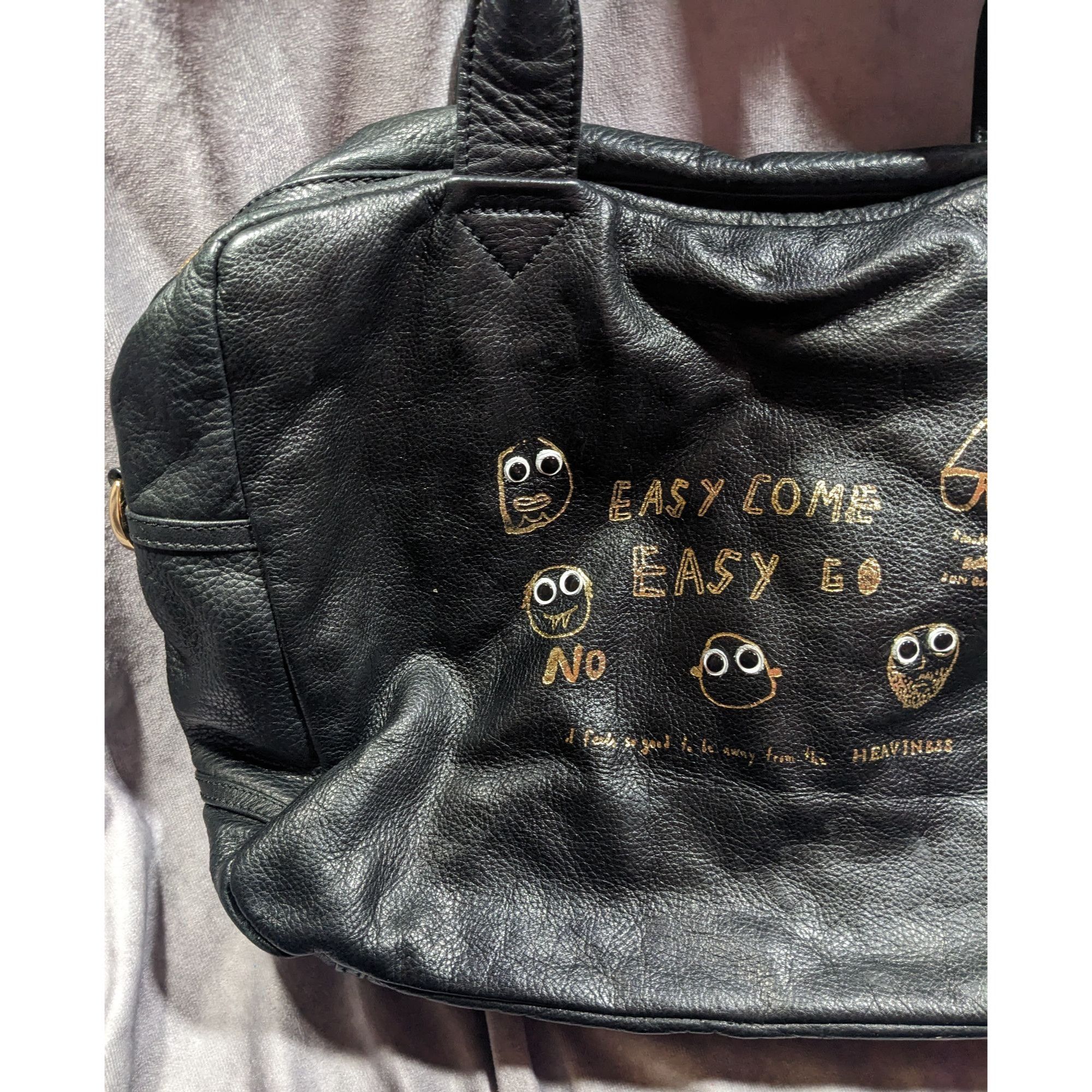 Other Paris House Black Slouchy Leather Googly Eye Bag Size ONE SIZE - 14 Thumbnail