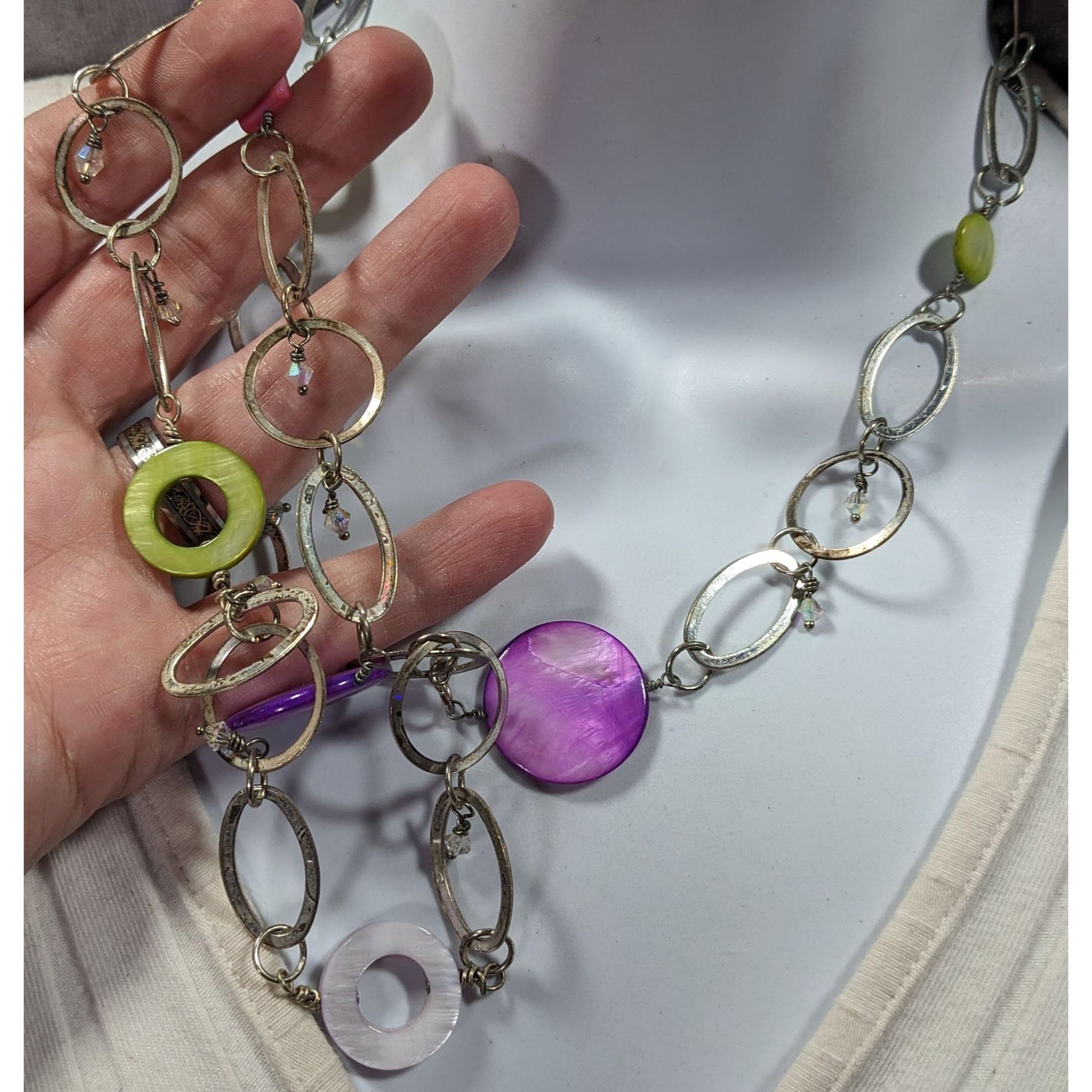 Other Retro Open Link Rainbow Shell Geometric Accent Necklace Size ONE SIZE - 3 Thumbnail