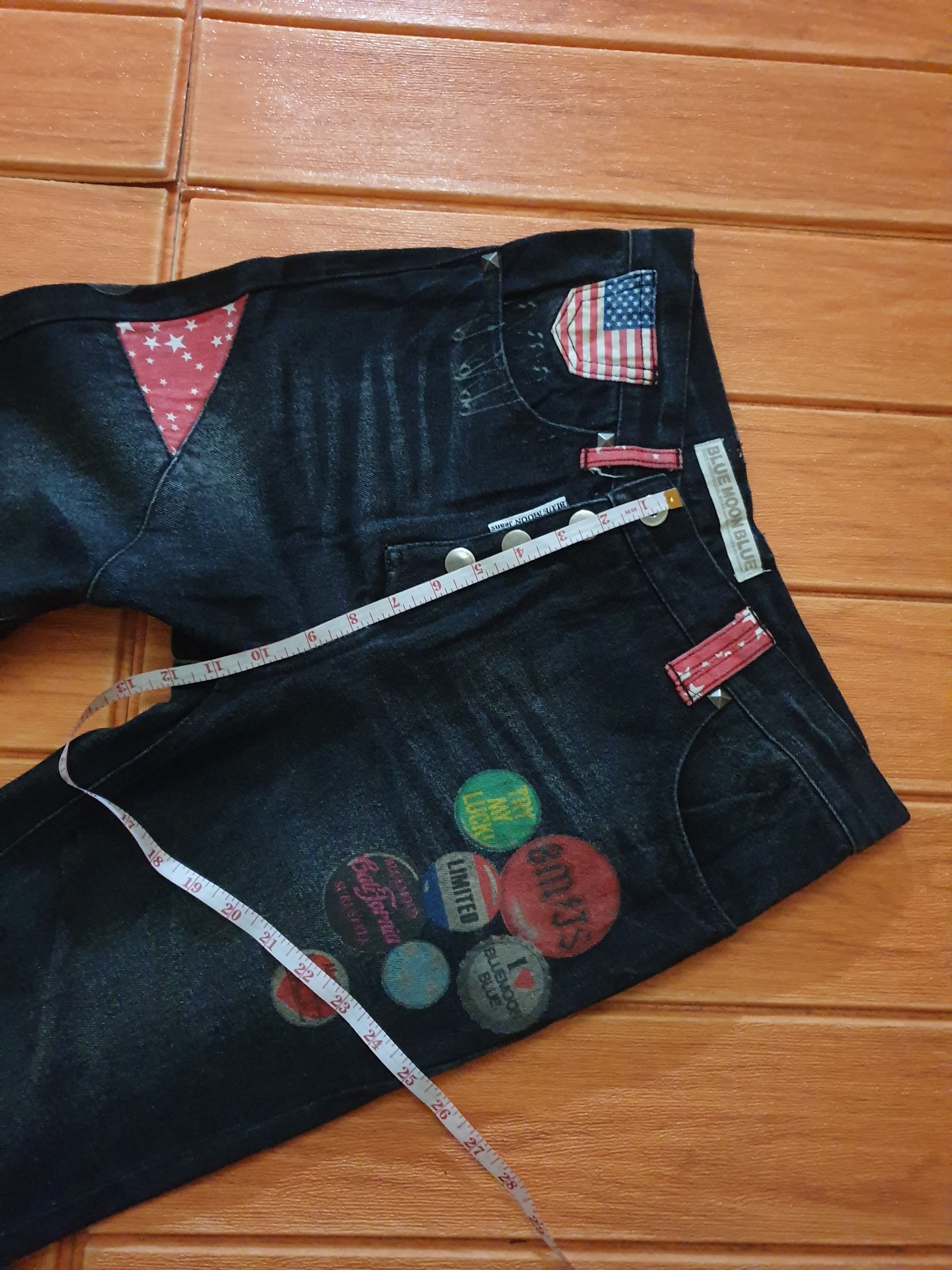 Japanese Brand 💥Blue Moon Blue accessory band print denim jeans Size US 30 / EU 46 - 8 Thumbnail