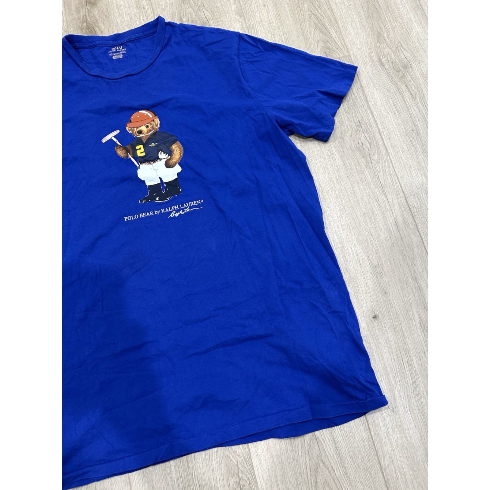 Polo Ralph Lauren VINTAGE Polo Ralph Lauren Rare Jockey Bear Spell Out Shirt Stadium Blue XLT Men Short Sleeve Size US XL / EU 56 / 4 - 2 Thumbnail