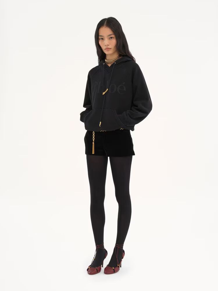 Chloe o1loc1c11125 Generous Logo Hoodie in Black Size XS / US 0-2 / IT 36-38 - 2 Thumbnail
