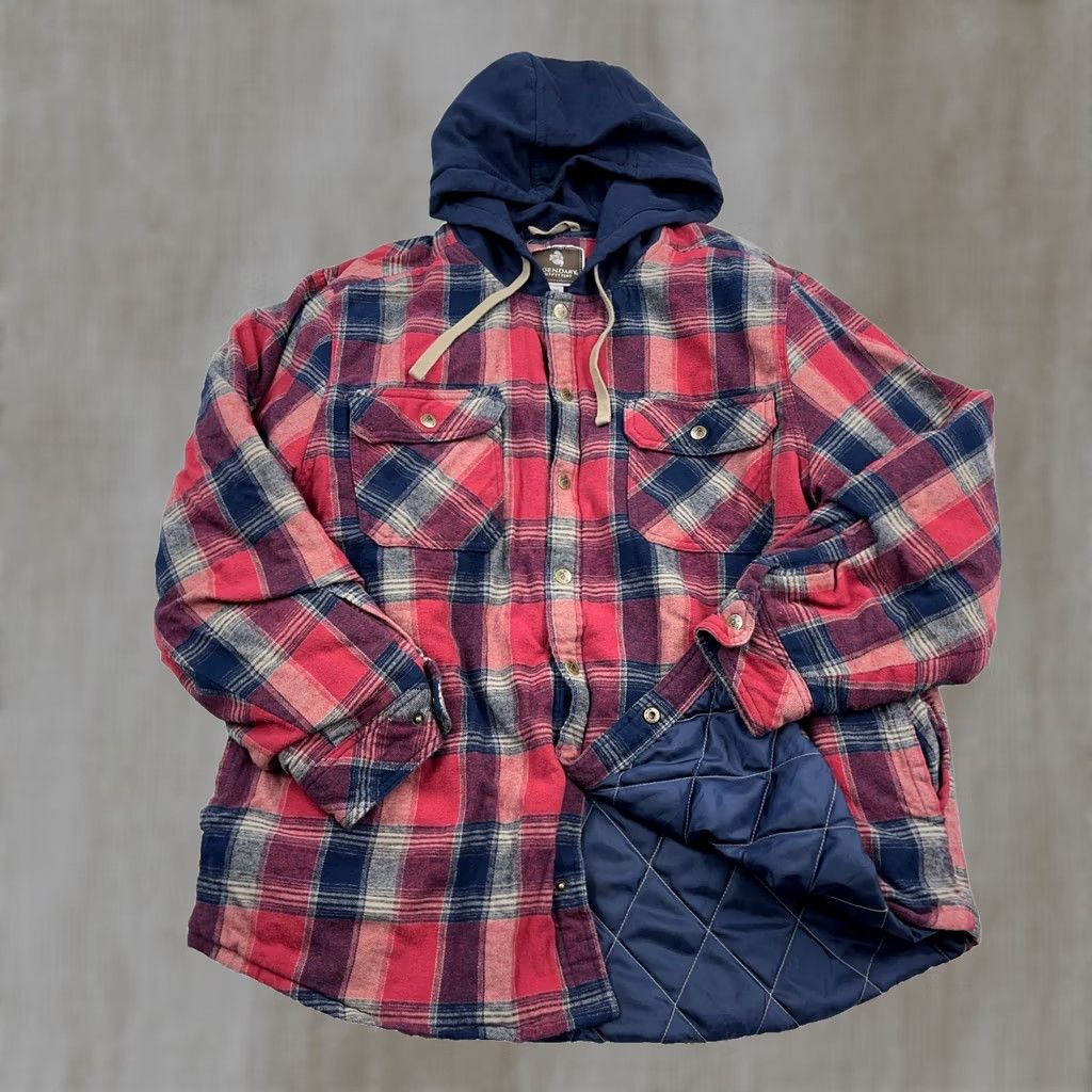 Vintage Legendary Whitetails Shacket Men 2XL Red Plaid Hooded Jacket, Casual, Workwear, Travel, Mid-Length, Button Snap, Lined, Pockets, Outdoors Size US XXL / EU 58 / 5 - 1 Thumbnail