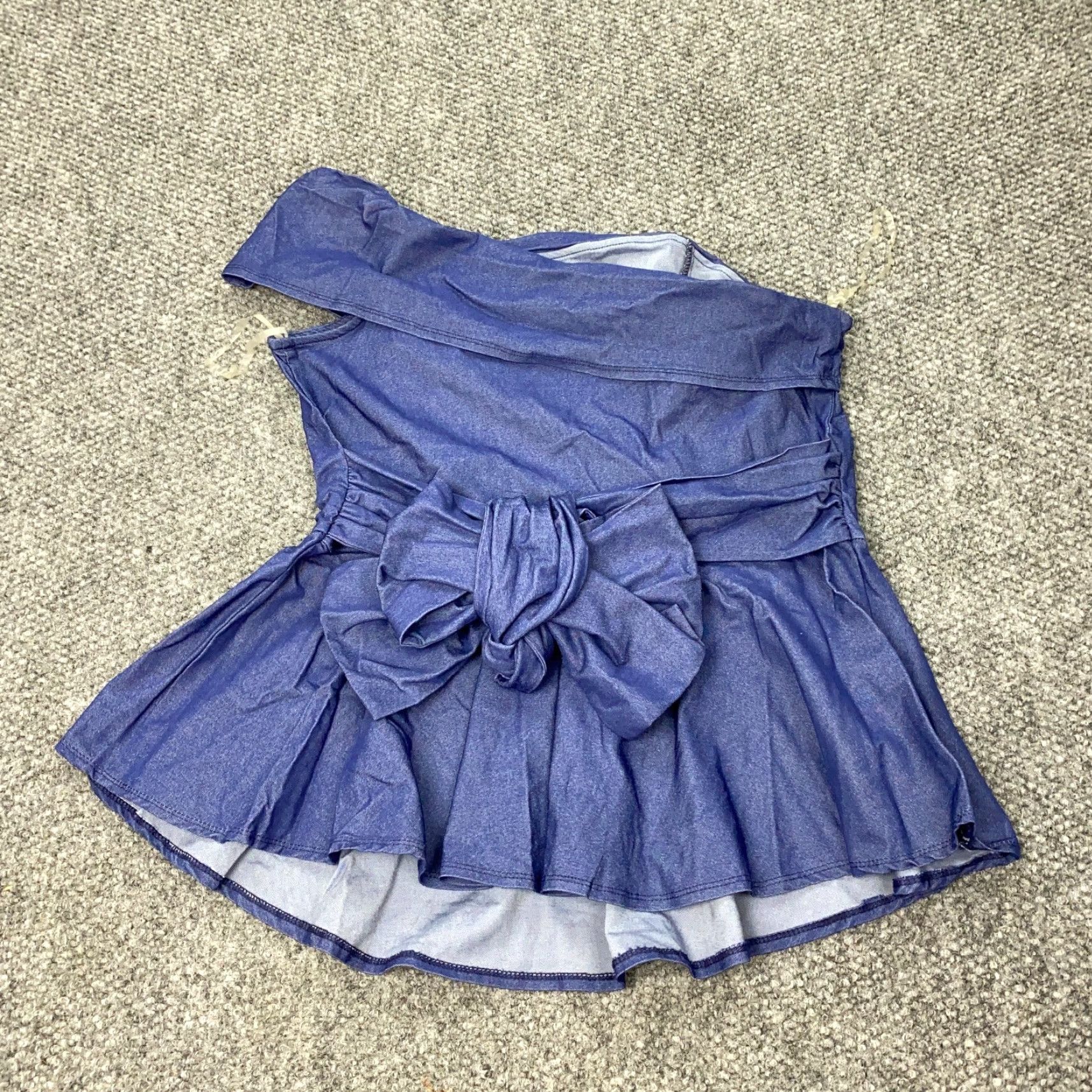 Vintage Ashley Stewart Womens Shirt Size 16 Blue One Shoulder Top Stretch Size XXL / US 16-18 / IT 52-54 - 7 Thumbnail