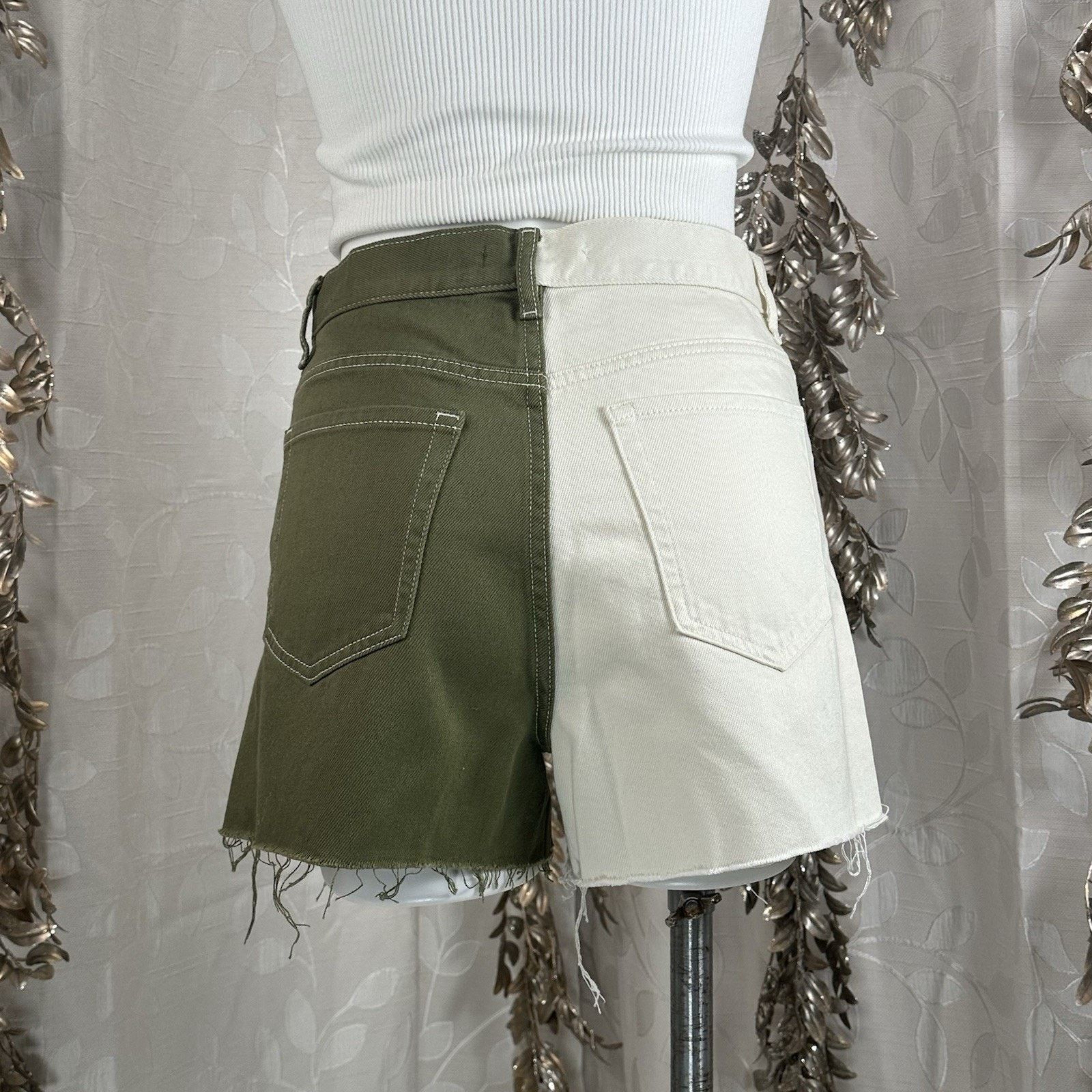 Pacsun PacSun Women’s Size 27 Colorblock Olive & Cream Size 22" - 3 Thumbnail