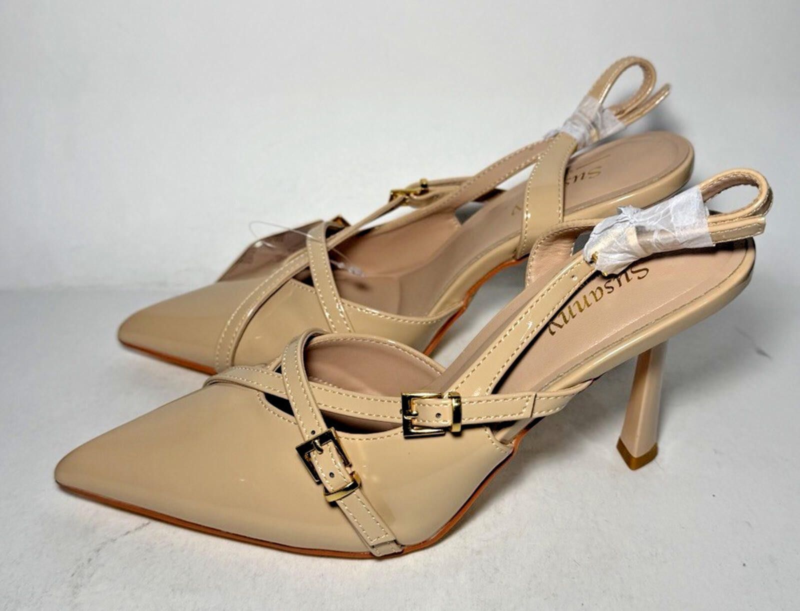 Other Susanny Women's Closed Toe High Heels Slingback Strap Nude Size US 6 / IT 36 - 2 Thumbnail