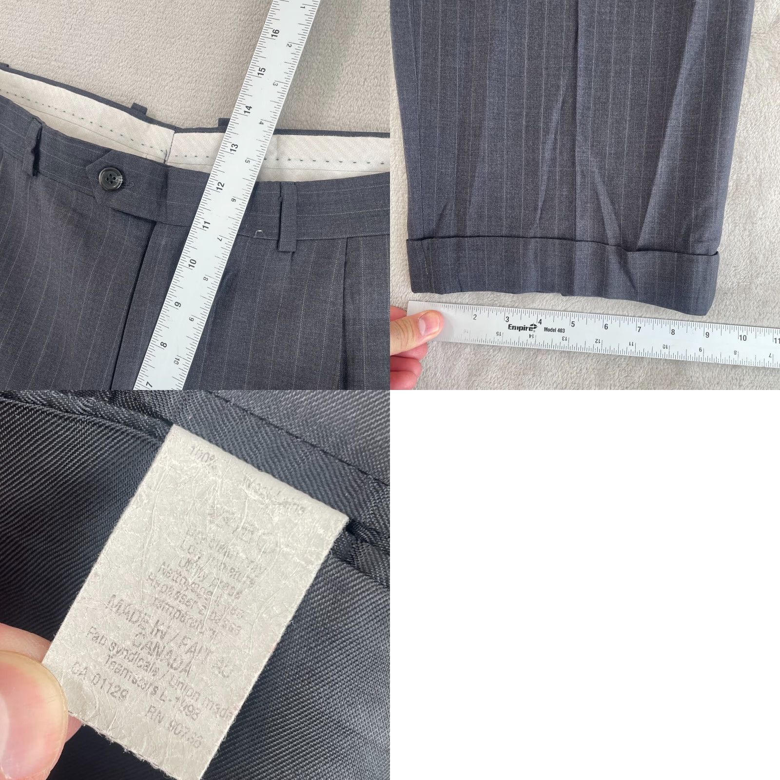 Ralph Lauren Lauren Ralph Lauren Suit Men 46R Grey Striped 100% Wool Pants 38X28 Cuffed Size 46R - 11 Thumbnail