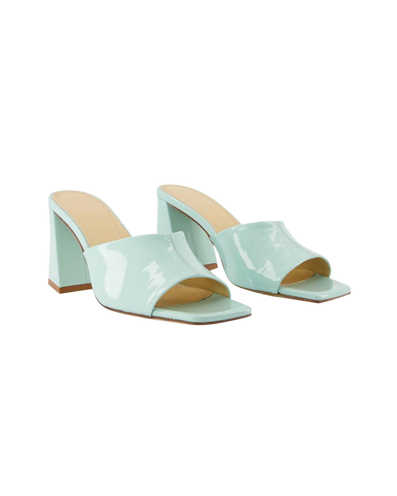 image of Aeyde Blue Patent Leather Sandals, Women's (Size 8)