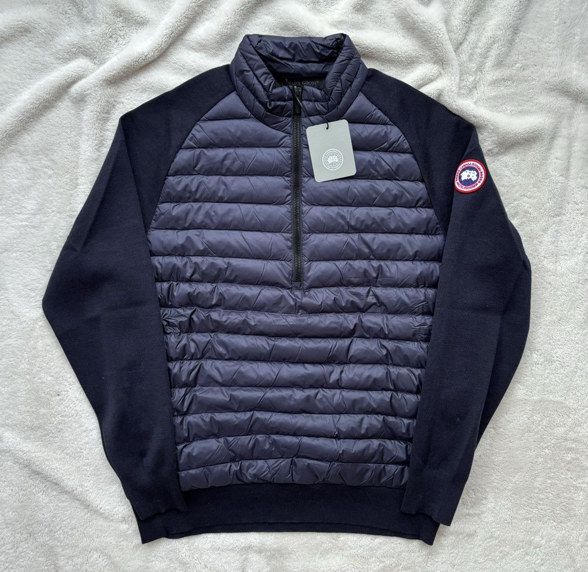 image of Canada Goose Navy Hybridge Knit Zip Sweater, Men's (Size 2XL)