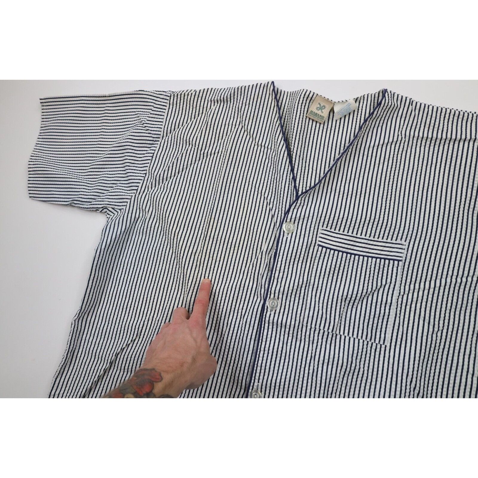 Vintage Vintage 90s Streetwear Pinstriped Seersucker Pajamas Size US XXL / EU 58 / 5 - 5 Thumbnail