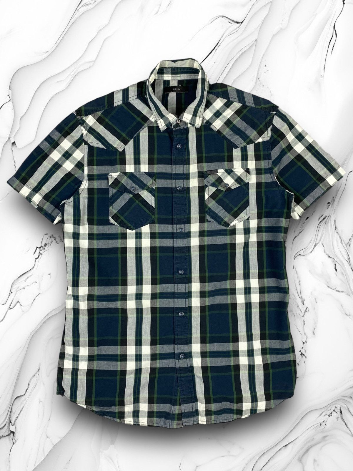 Diesel Mens Diesel Button Up Short Sleeve Shirt Size XL Size US XL / EU 56 / 4 - 1 Thumbnail