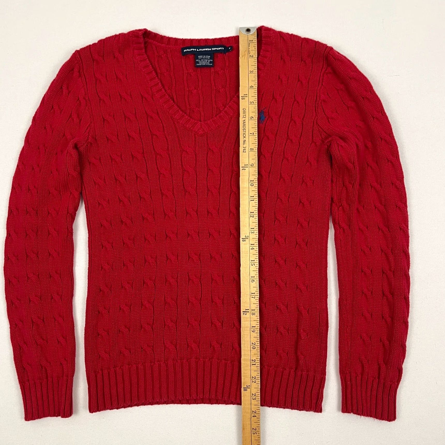 Polo Ralph Lauren VINTAGE Ralph Lauren Sport Sweater Womens M Red Cable Knit Jumper Preppy Academia Size M / US 6-8 / IT 42-44 - 4 Thumbnail