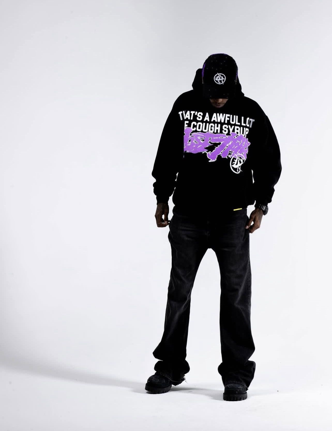 Awful Lot of Cough Syrup ALOCS x LOST HILLS HOODIE SIZE XL BLACK/PURPLE Size US XL / EU 56 / 4 - 1 Thumbnail