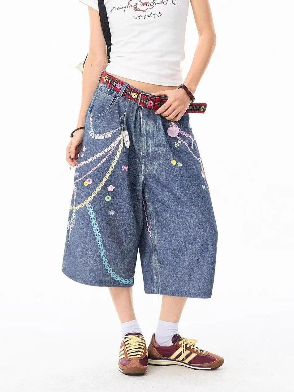 Japanese Brand Retro loose casual printed denim shorts Size US 32 / EU 48 - 3 Thumbnail