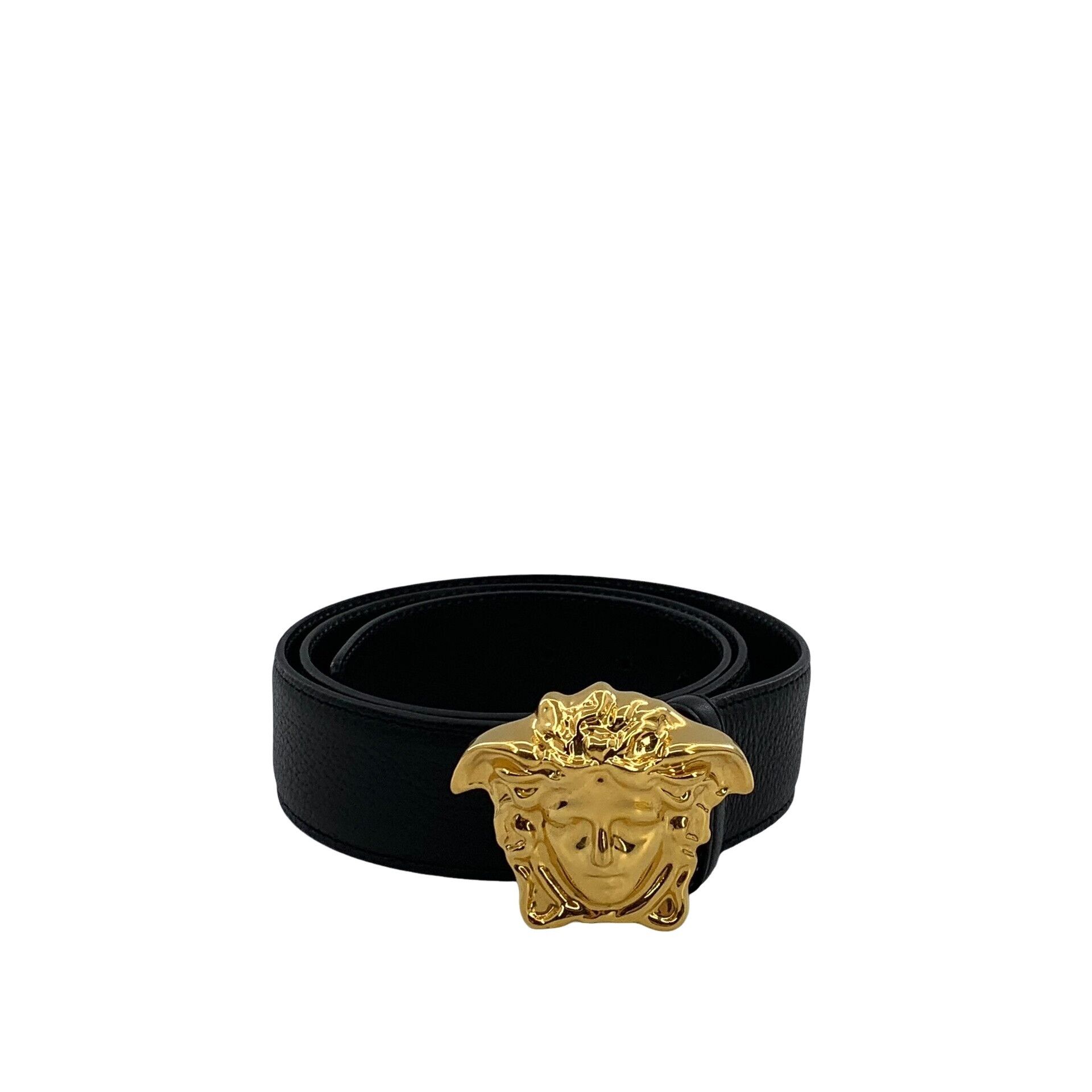 Versace Versace Gold Medusa Buckle Pebbled Leather Belt 104cm Size ONE SIZE - 1 Thumbnail
