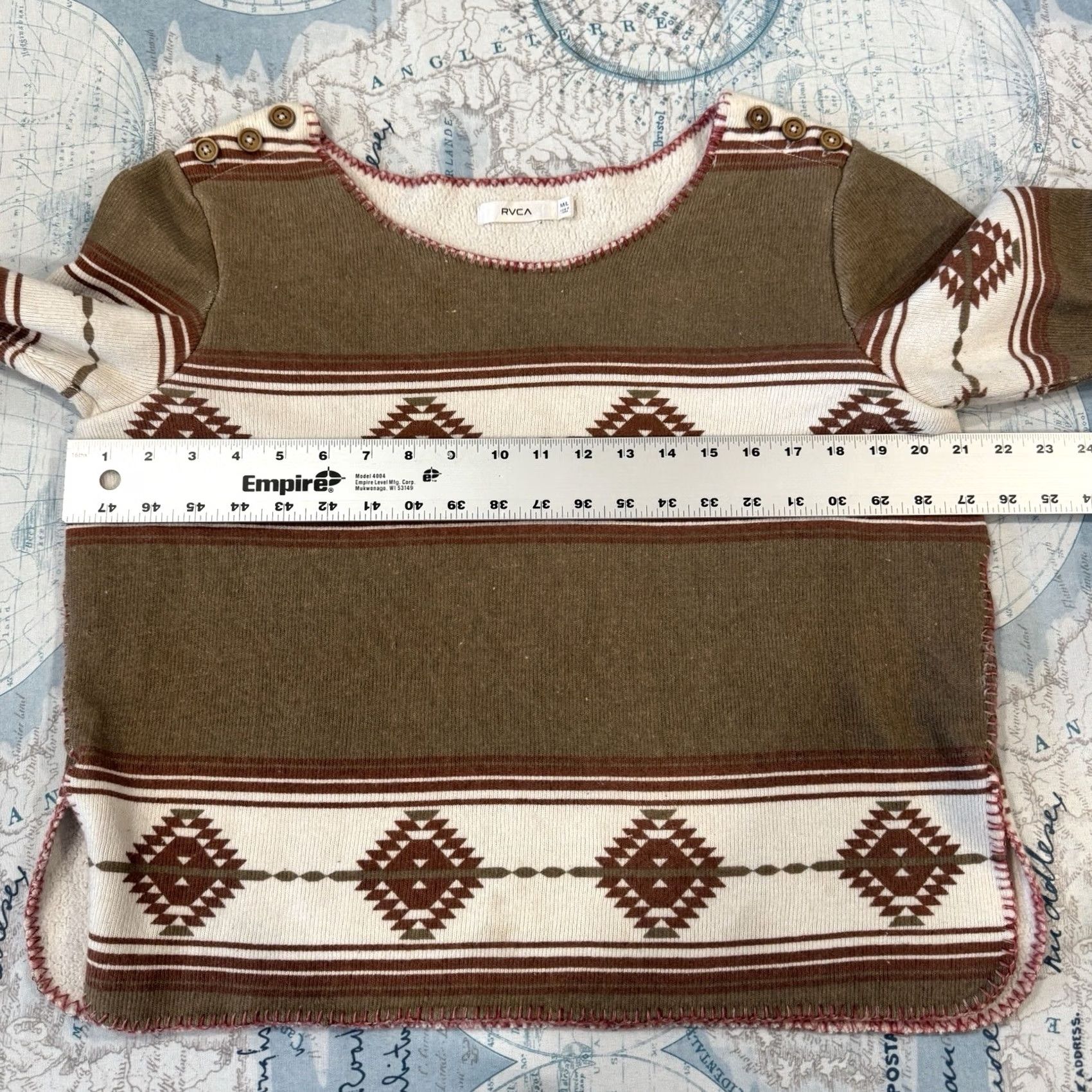 RVCA RVCA Aztec Pattern Pullover Sweatshirt Poncho Women's M/L Brown 3/4th Sleeve Size M / US 6-8 / IT 42-44 - 5 Thumbnail
