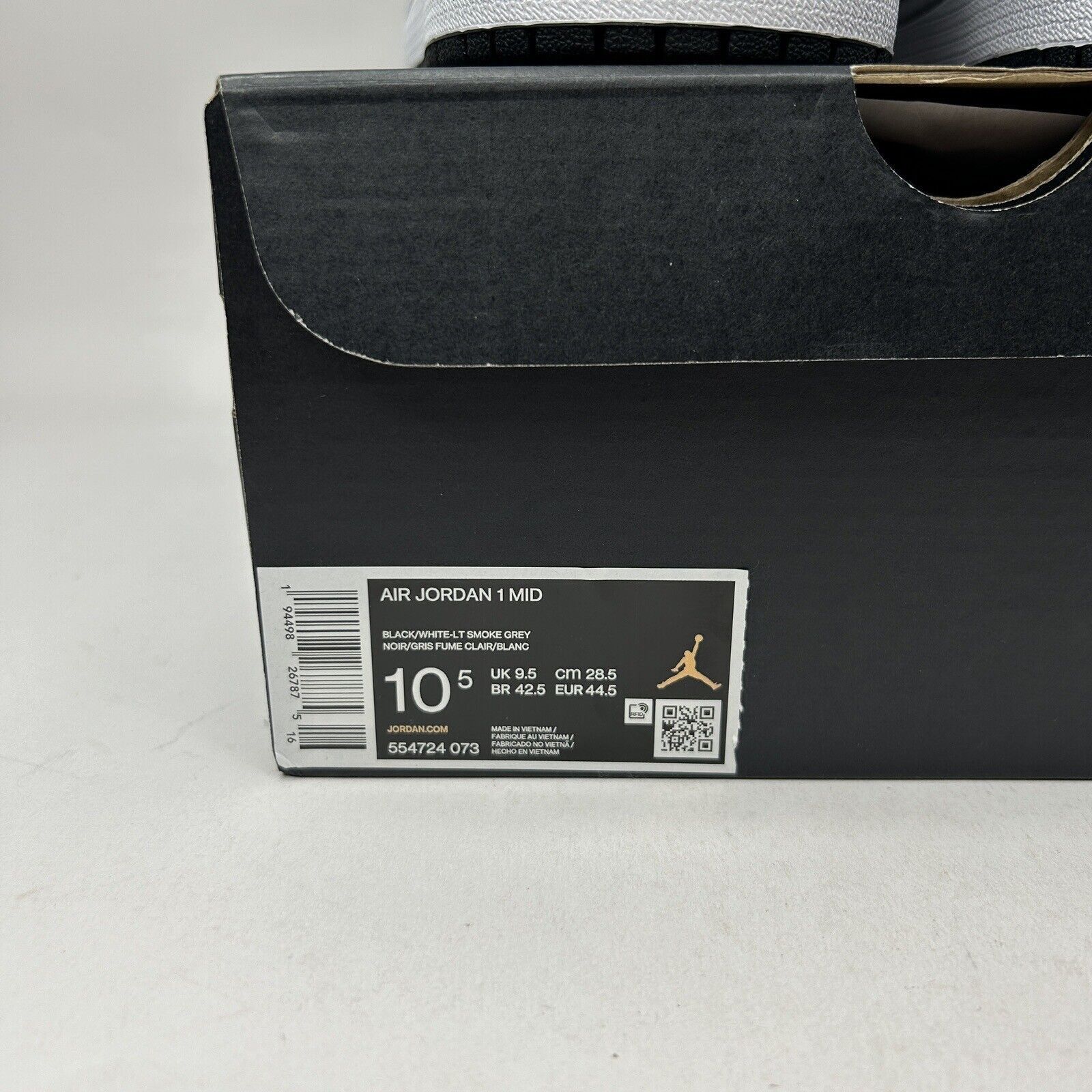 Jordan Brand Nike Air Jordan 1 Mid Retro “White Shadow/Light Smoke Grey” Size US 10.5 / EU 43-44 - 5 Thumbnail