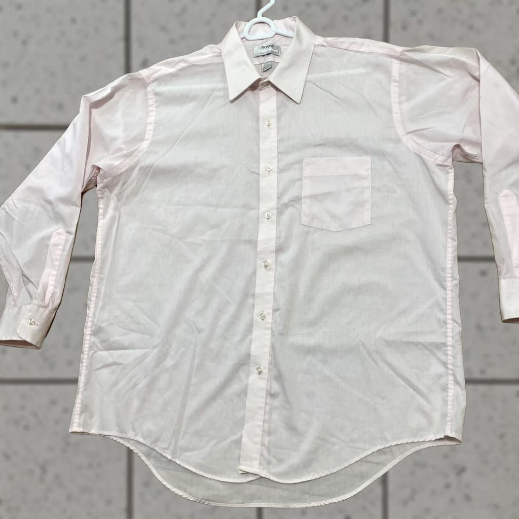 Arrow VINTAGE Arrow Bradstreet Dress Shirt Men 17 32/33 Light Pink EUC 70s 80s USA Shirt Men Size 46R - 1 Thumbnail