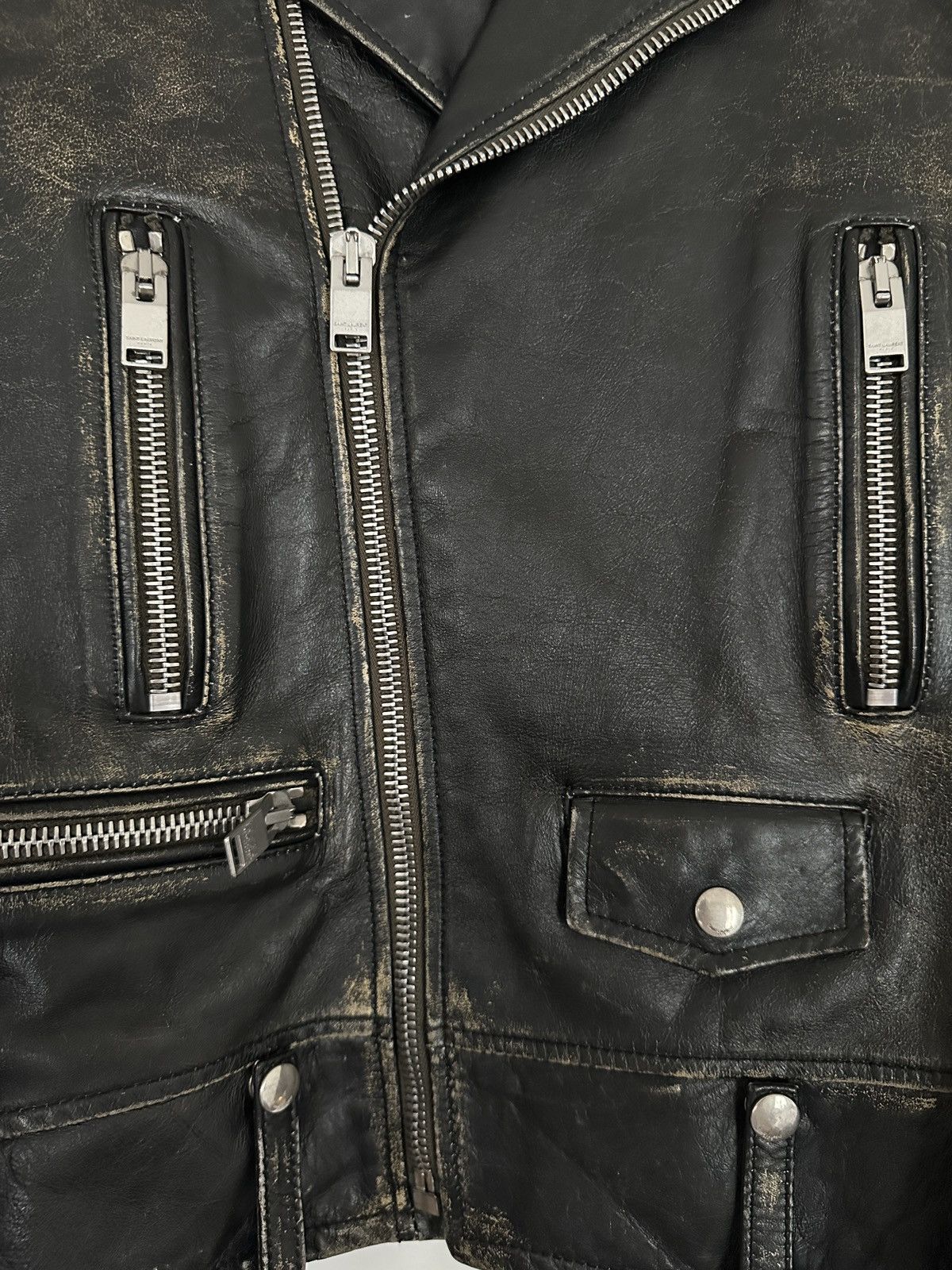 Saint Laurent Paris Saint Laurent by Hedi Slimane fringe biker leather jacket Size US S / EU 44-46 / 1 - 3 Thumbnail