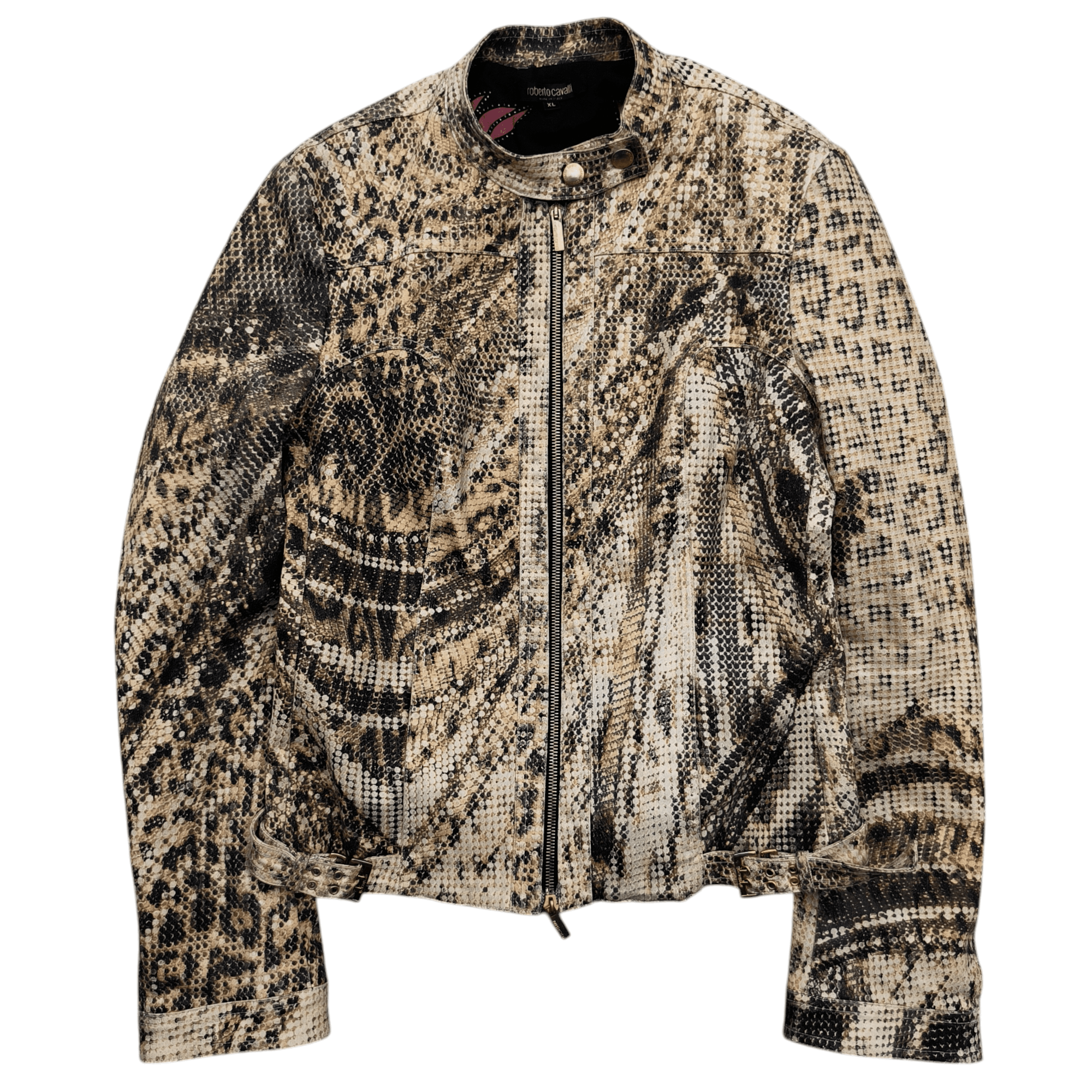 Roberto Cavalli Rare Vintage Roberto Cavalli Snake Pattern Biker Jacket Size XL / US 12-14 / IT 48-50 - 1 Thumbnail
