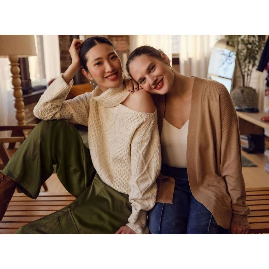 Other Sofia Jeans M Cream Cable Knit Cold Shoulder Turtleneck Swea Size M / US 6-8 / IT 42-44 - 19 Thumbnail