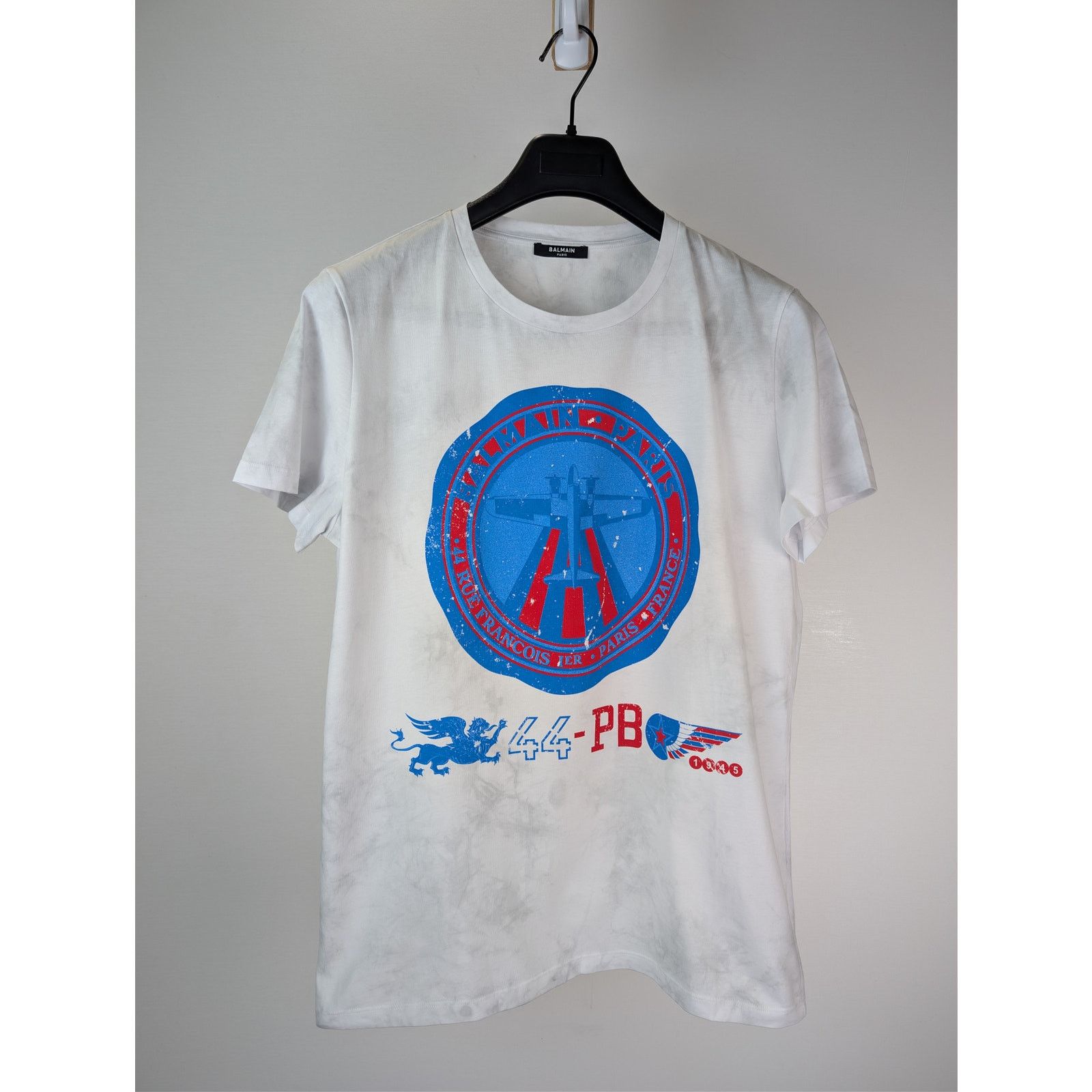 Balmain o1rshd1 Logo Airplane Short Sleeve T-Shirt White/Multicolor Size US M / EU 48-50 / 2 - 2 Thumbnail