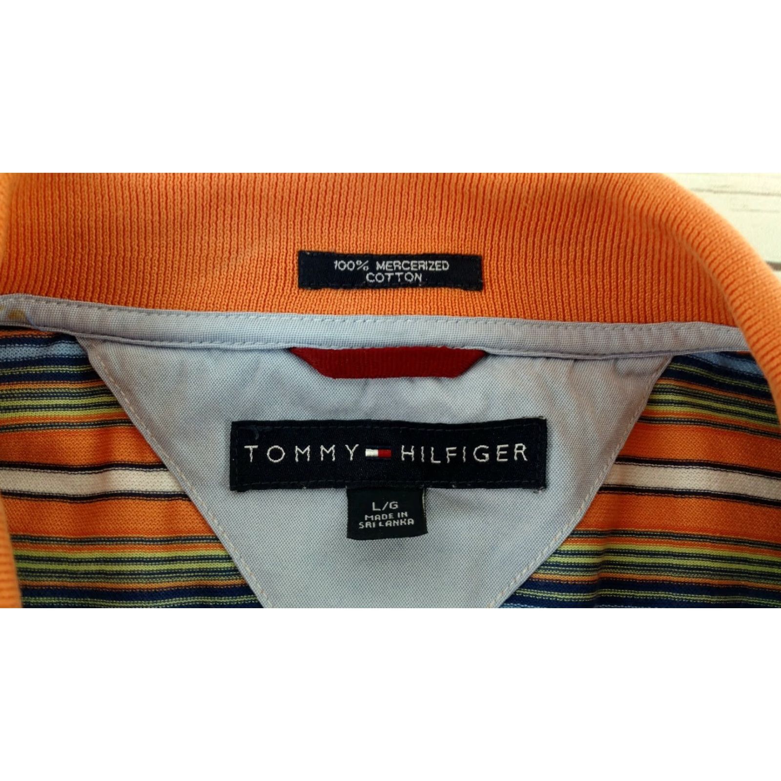 Tommy Hilfiger Tommy Hilfiger Polo Shirt Striped Orange Large Mens Casual Vintage Shirt Size US L / EU 52-54 / 3 - 7 Thumbnail