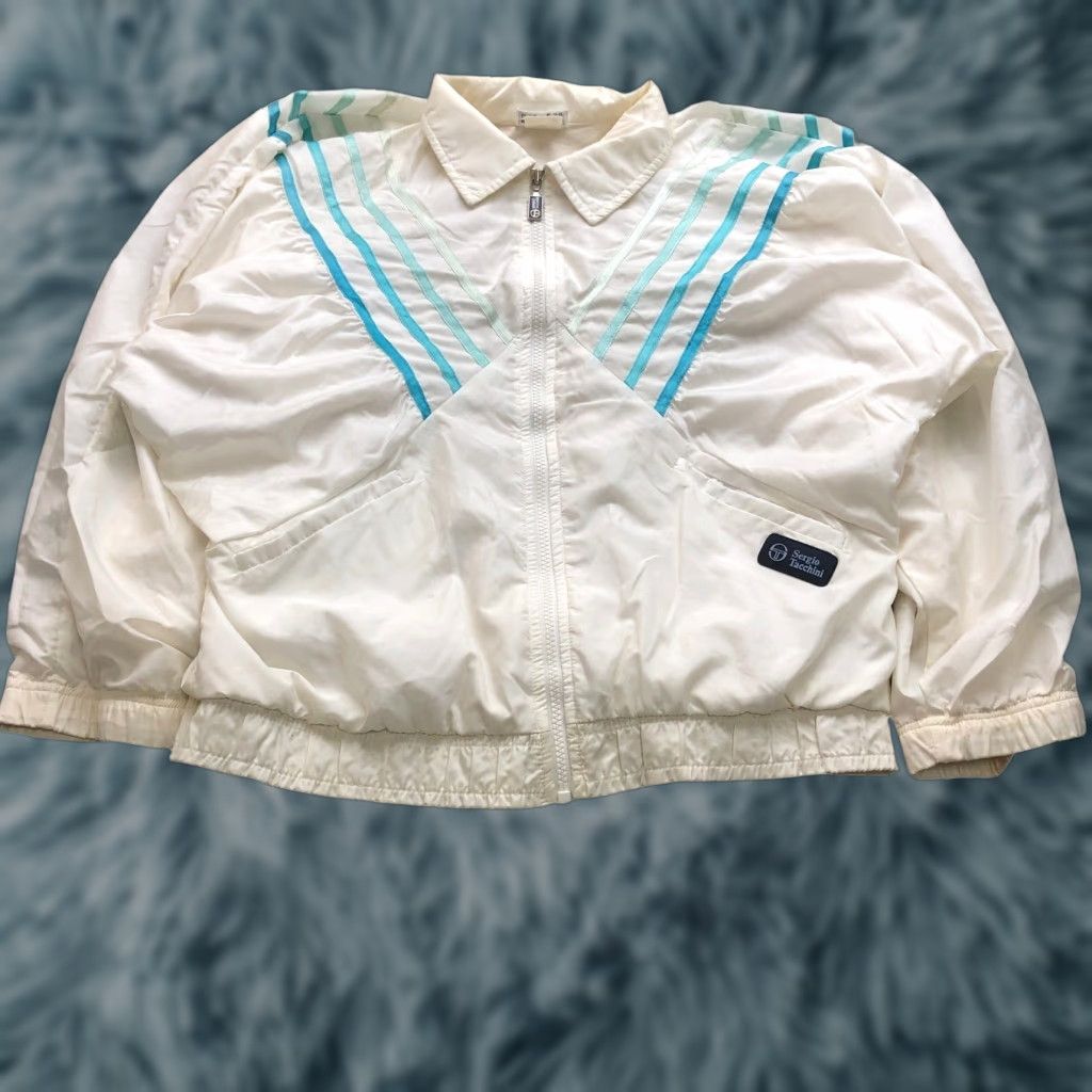 Sergio Tacchini VINTAGE Sergio Tacchini Track Jacket Womens Small White 80s Retro Tennis Windbreaker Full Zip Pockets Short Jacket - 8 Size Regular Womens Size M / US 6-8 / IT 42-44 - 1 Thumbnail