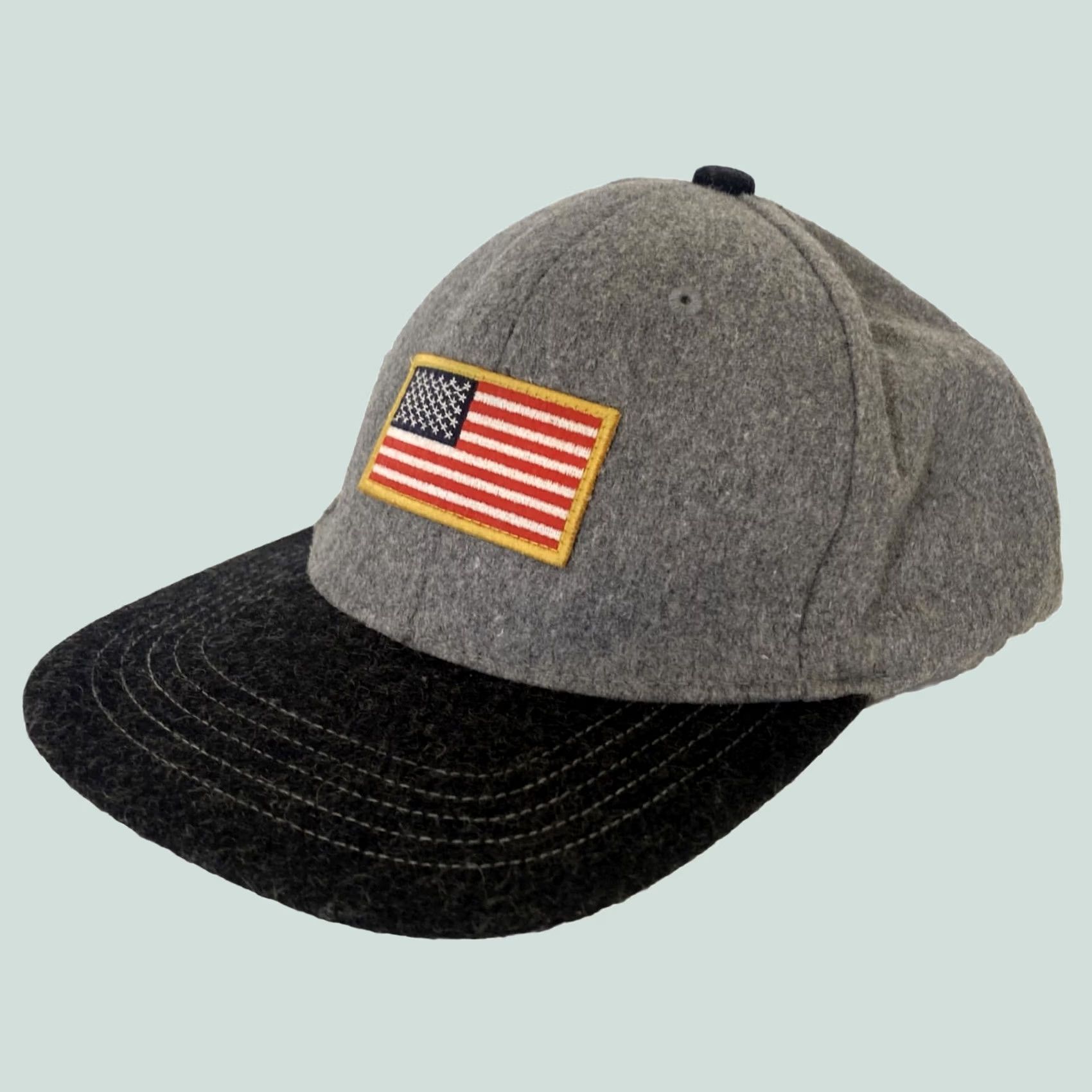 American Eagle Outfitters VINTAGE American Eagle Outfitters Hat Wool Blend Gray Black US Flag Snapback OS Adjustable Men Flat Bill Hat Size ONE SIZE - 1 Thumbnail