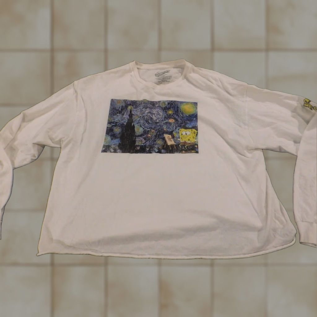 Vintage Spongebob Squarepants Shirt Womens XL White Long Sleeve Cartoon Shirt Size XL / US 12-14 / IT 48-50 - 1 Thumbnail